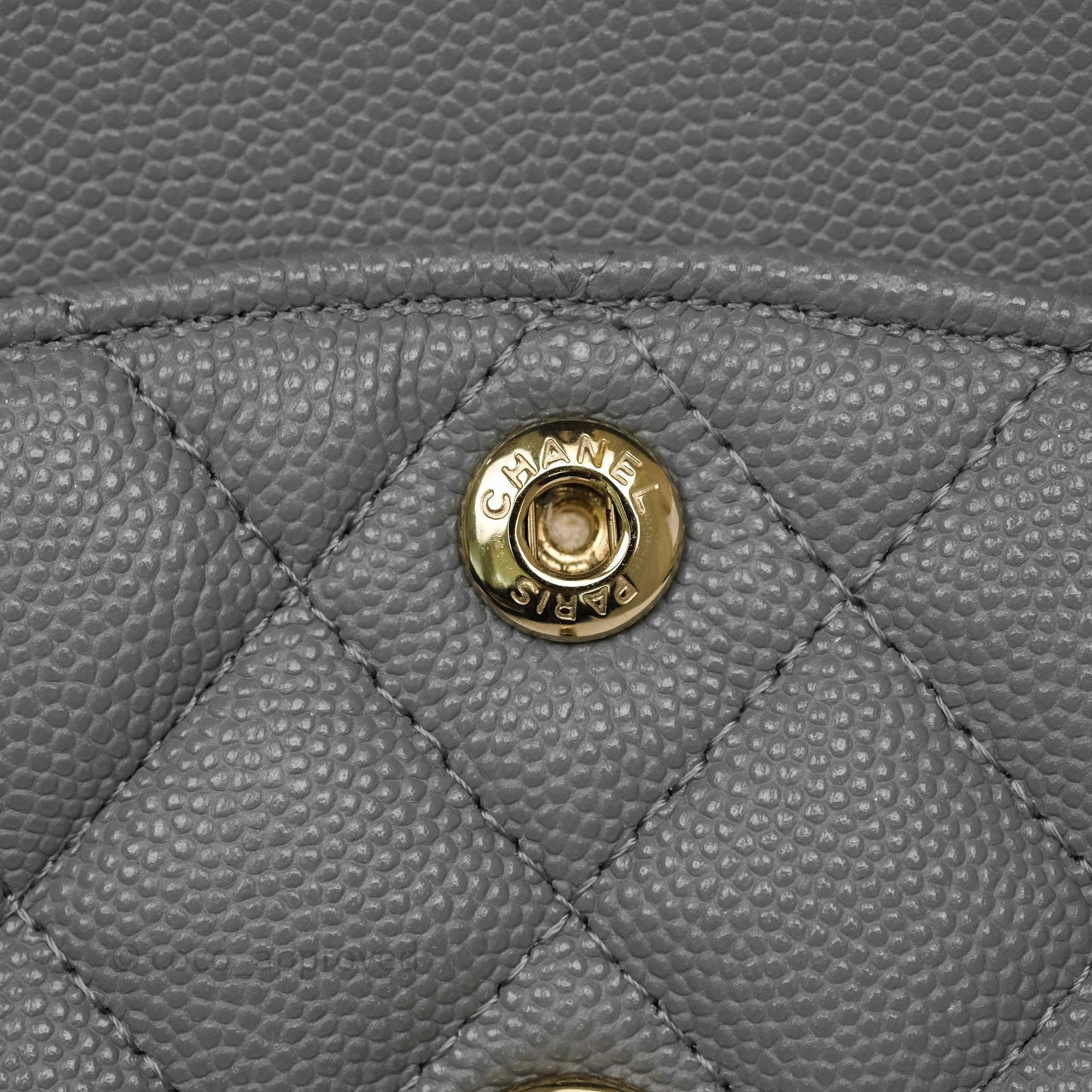 Chanel Small Classic Flap Quilted Grey Caviar Gold Hardware