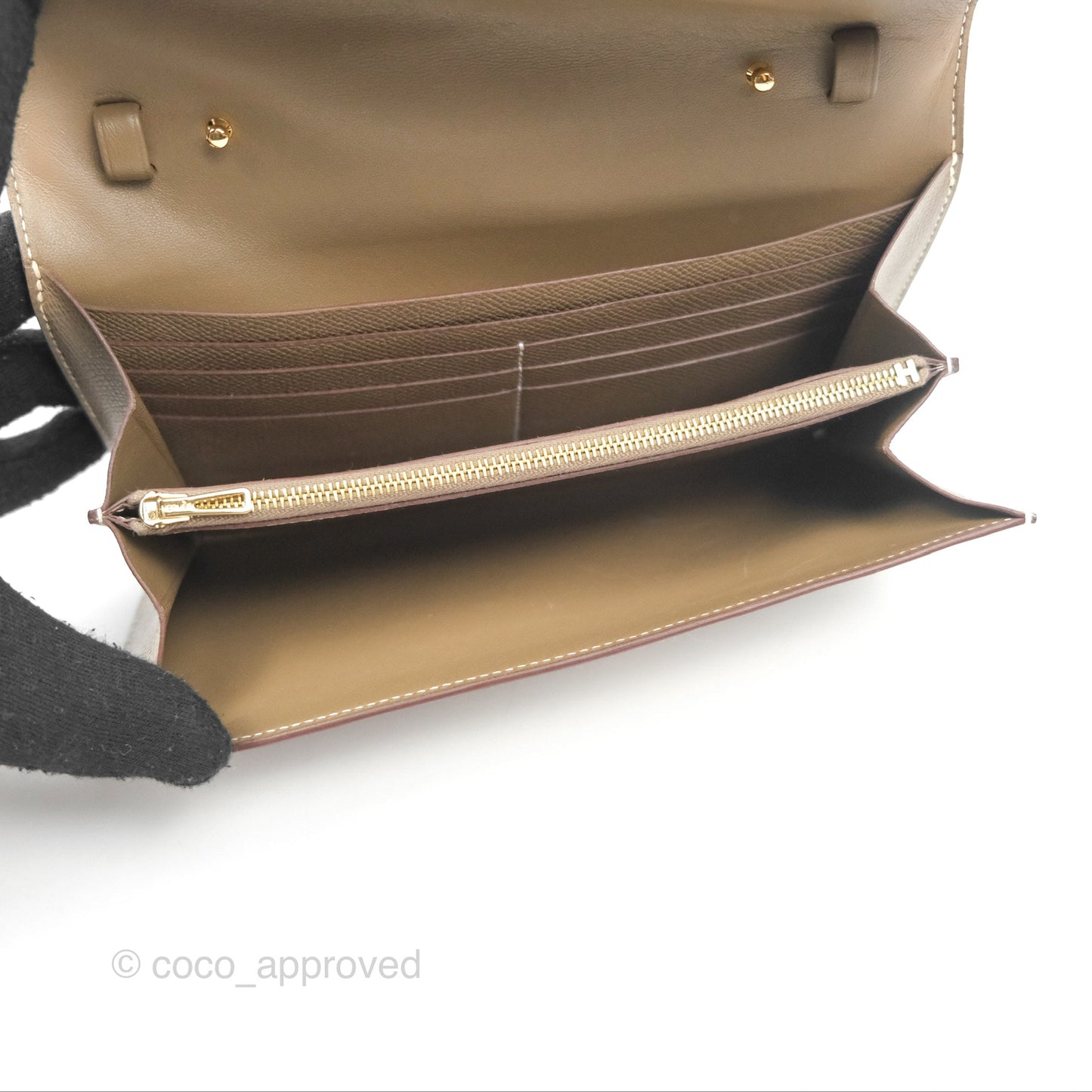 Hermès Constance To Go Wallet Etoupe Epsom Gold Hardware