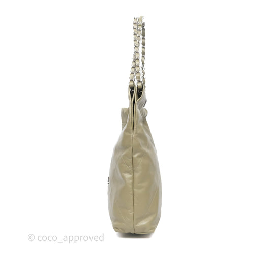 Chanel 22 Small Sage Green Shiny Calfskin Silver Hardware