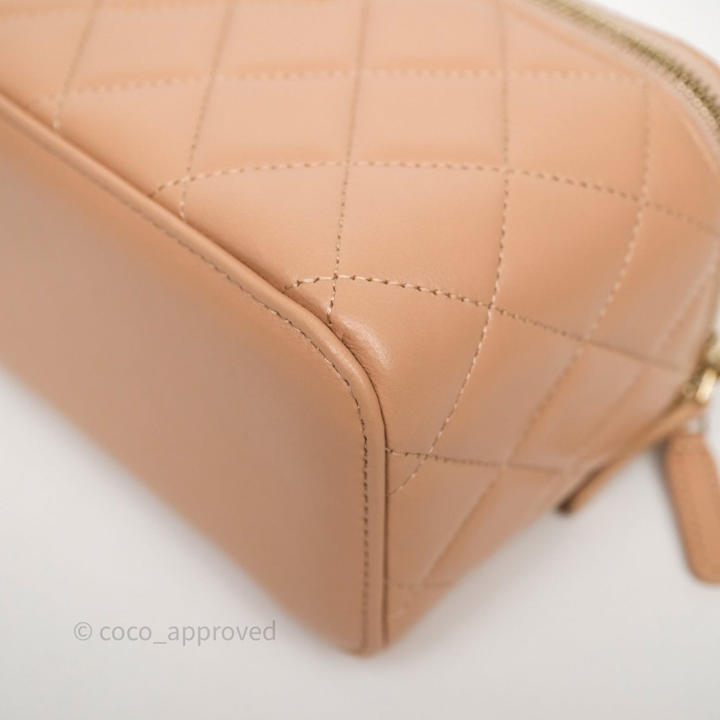 Chanel Top Handle Vanity Lambskin Beige Bag Gold Hardware