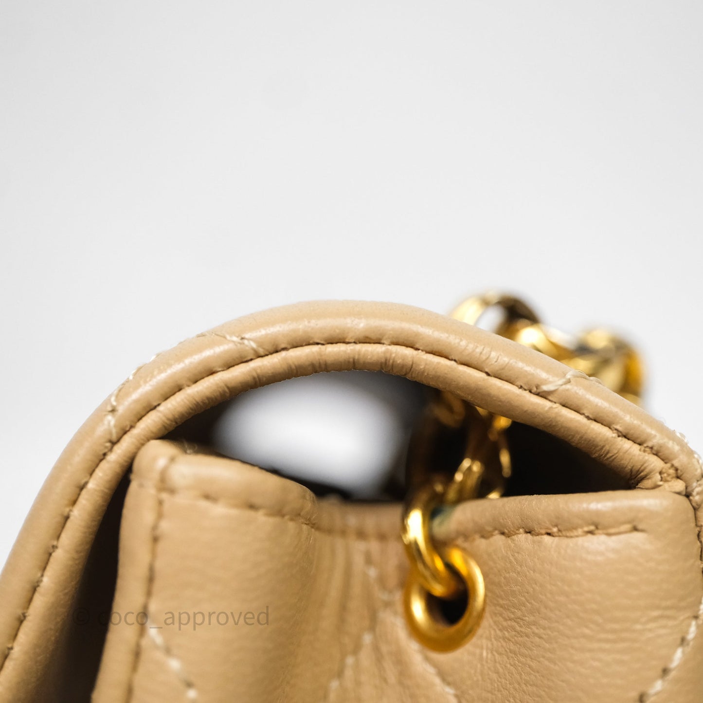 Chanel Vintage Mini Flap Bag Beige Lambskin Gold Hardware