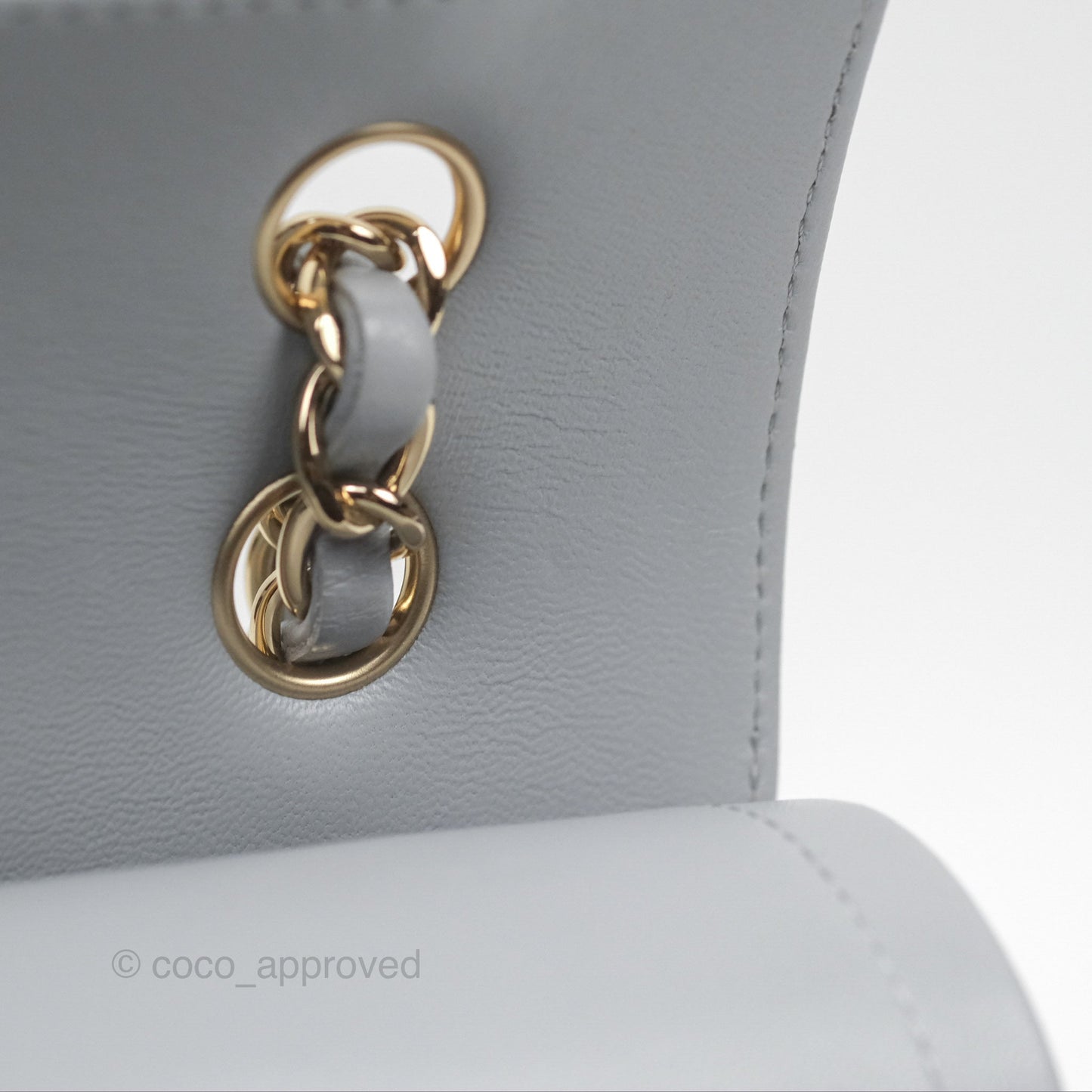 Chanel Small Classic Chevron Flap Grey Lambskin Gold Hardware