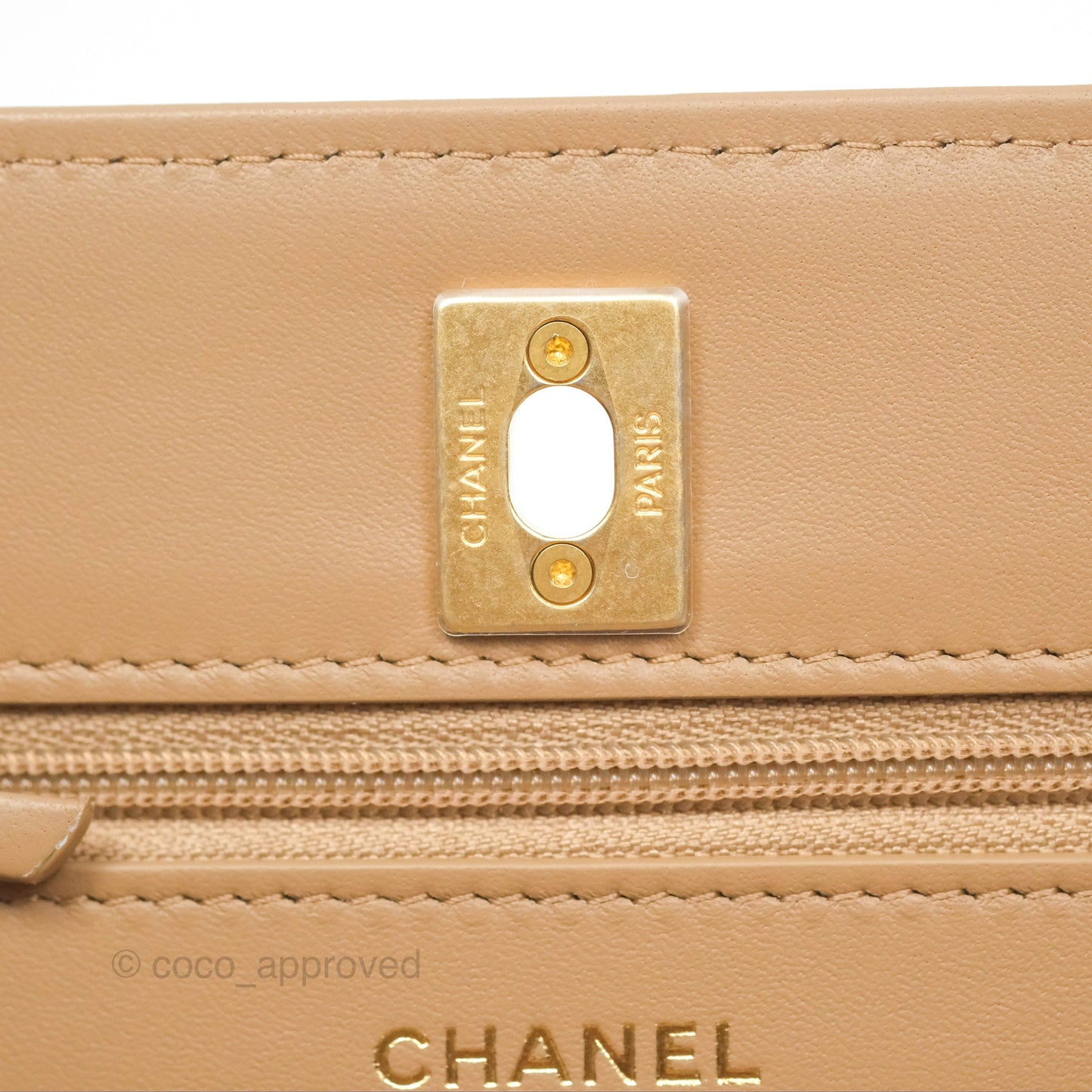 Chanel Quilted Pearl Crush Wallet on Chain WOC Beige Lambskin Aged Gold Hardware