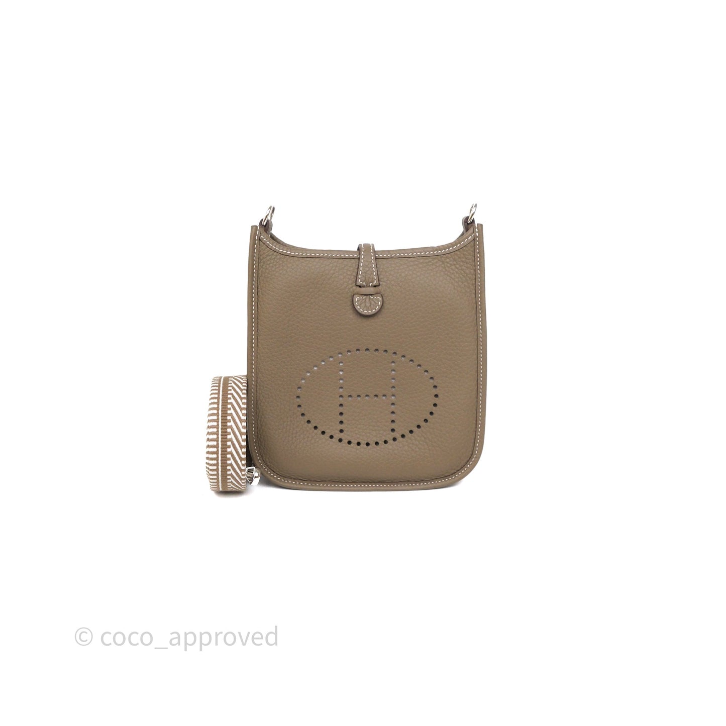 Hermès Mini Evelyne 16 Etoupe 18 Clemence Palladium Hardware