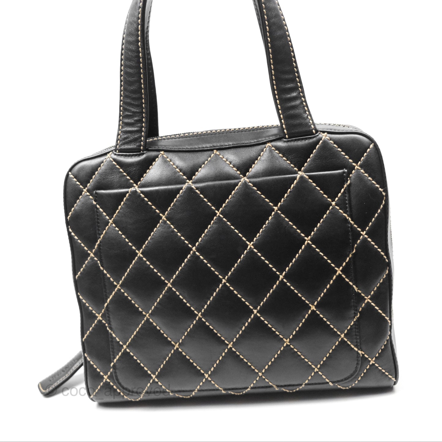 Chanel Vintage Wild Stitch Tote Bag Lambskin Black