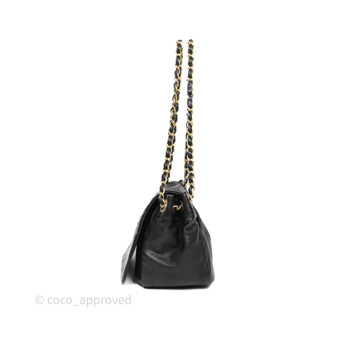 Chanel Mosaic Studs Accordion Flap Bag Black Calfskin Aged Gold Hardware