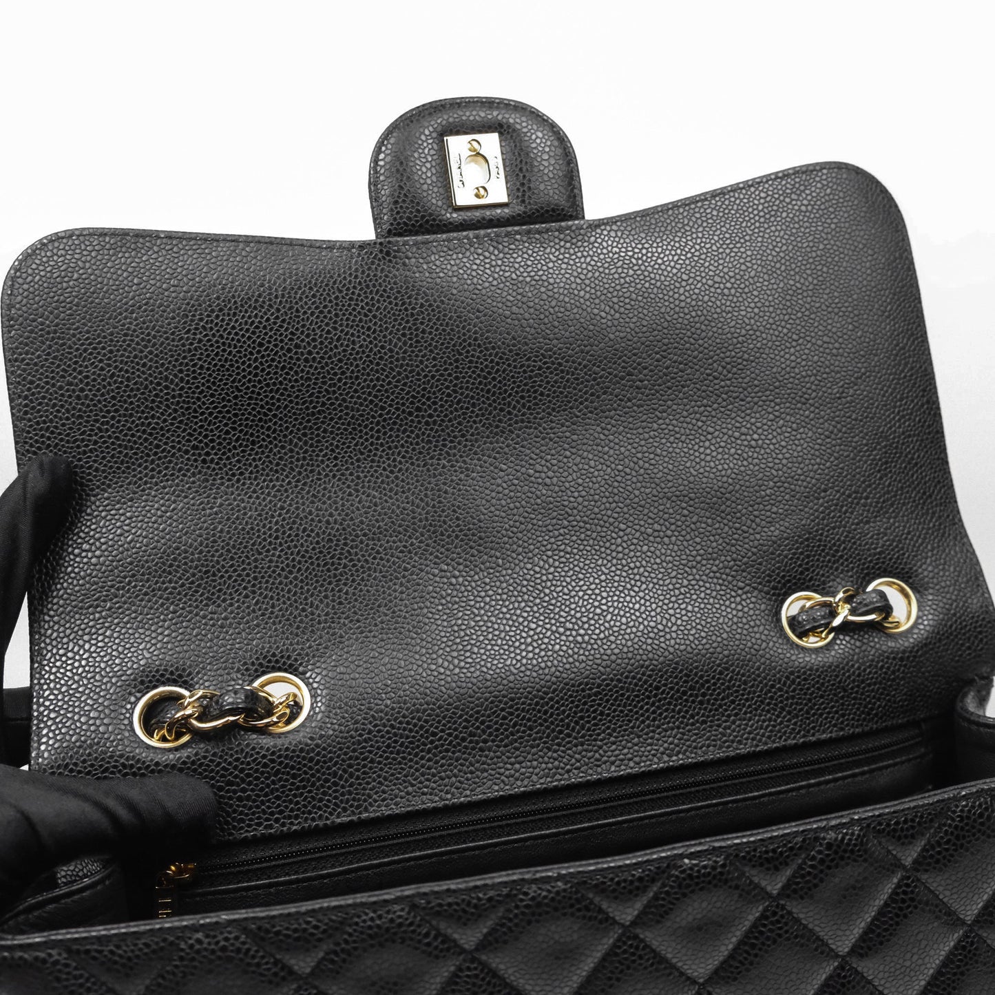 Chanel Jumbo Single Flap Black Caviar Gold Hardware