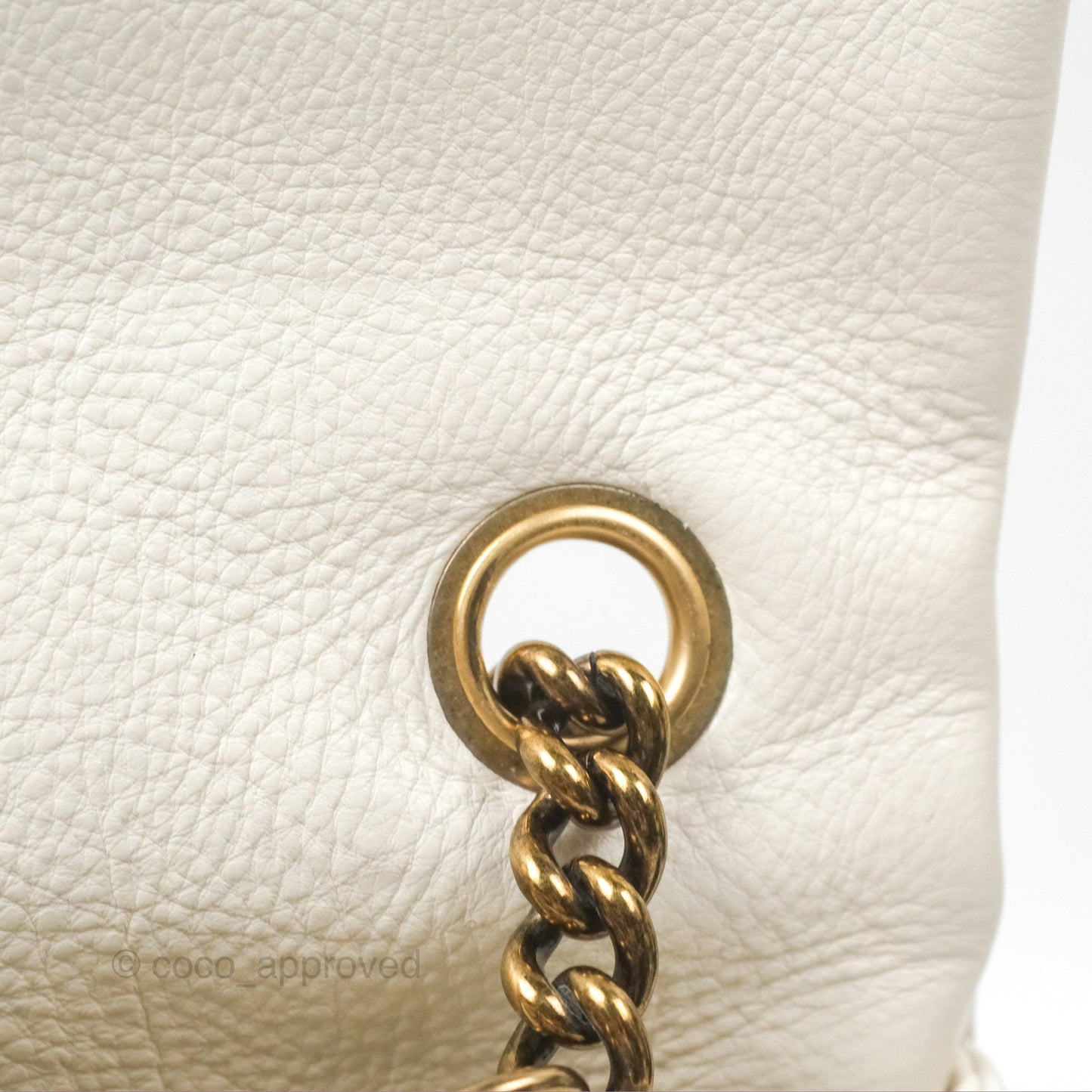Chanel CC Crown Flap White Calfskin Antique Gold Hardware