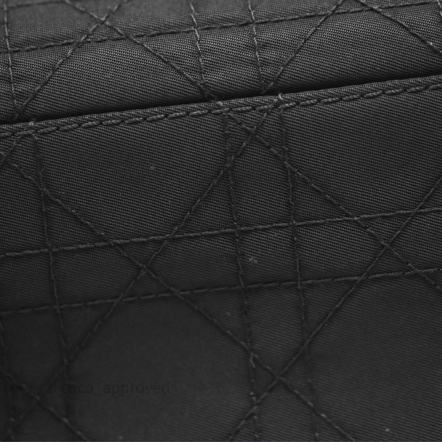 Christian Dior Vintage Large Lady Dior Cannage Fabric Black Silver Hardware