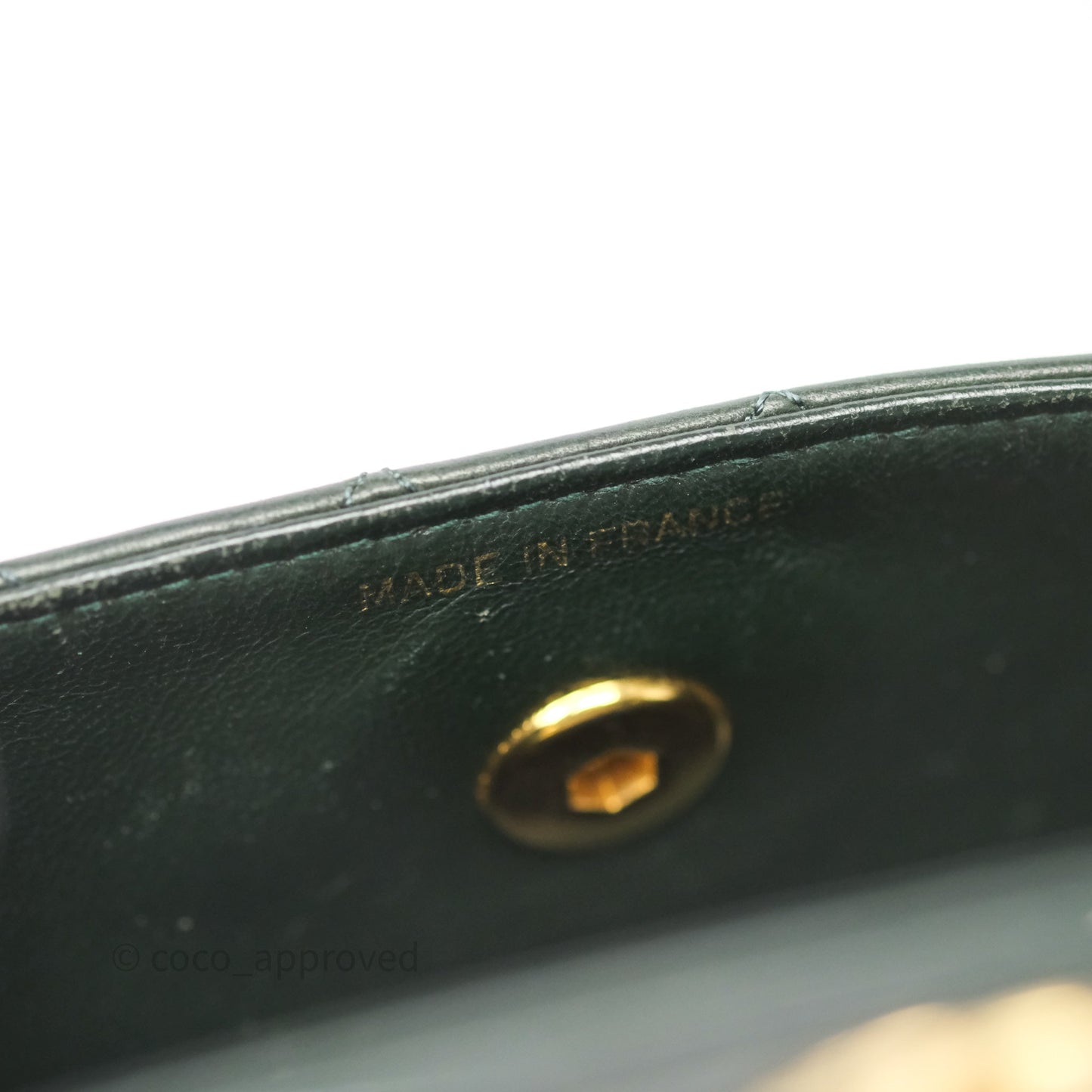 Chanel Vintage Mini Flap Bag Dark Green Lambskin Gold Hardware