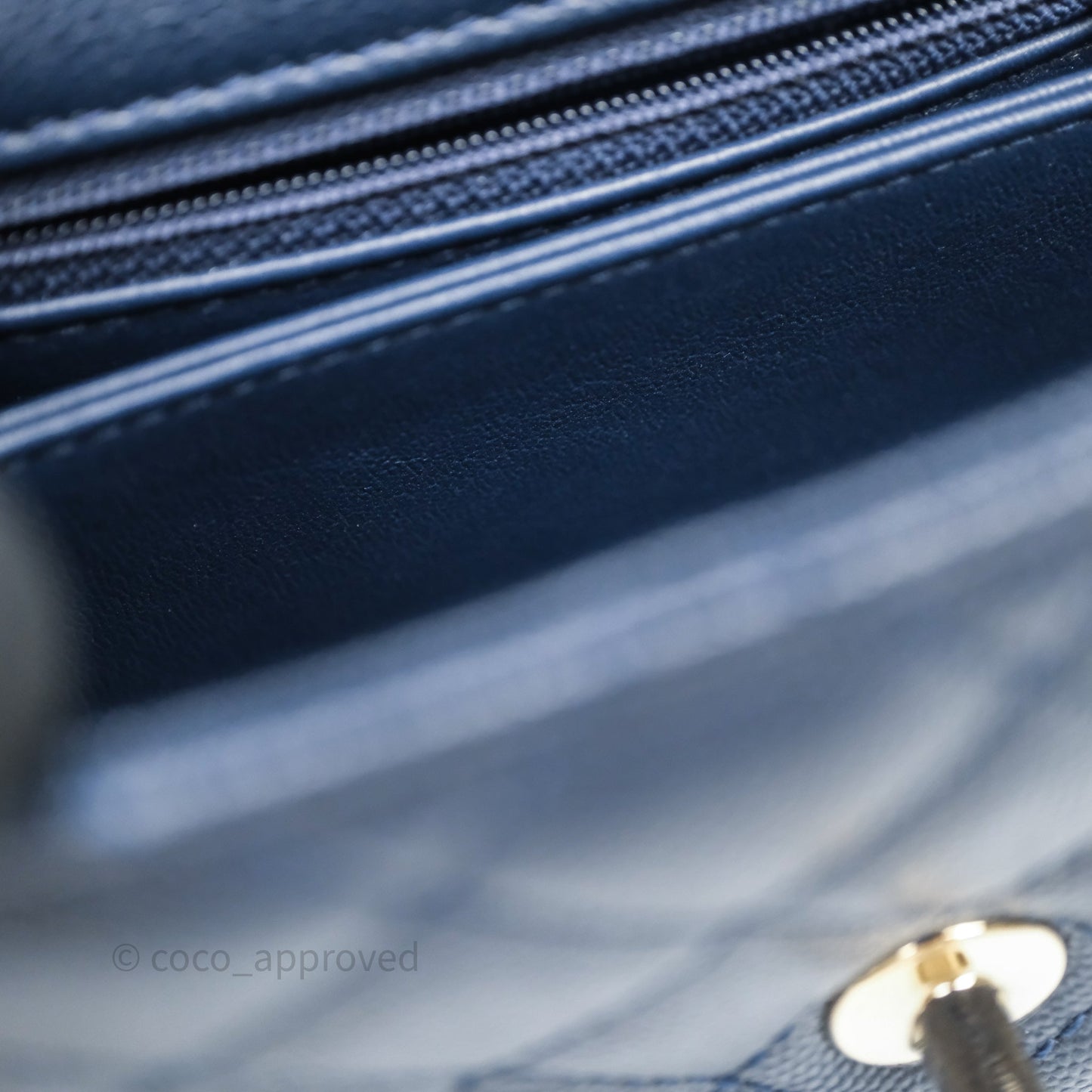 Chanel Small Coco Handle Navy Caviar Light Gold Hardware