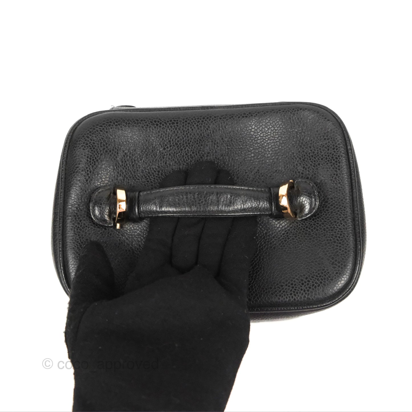 Chanel Vintage Vanity Case Black Caviar Gold Hardware