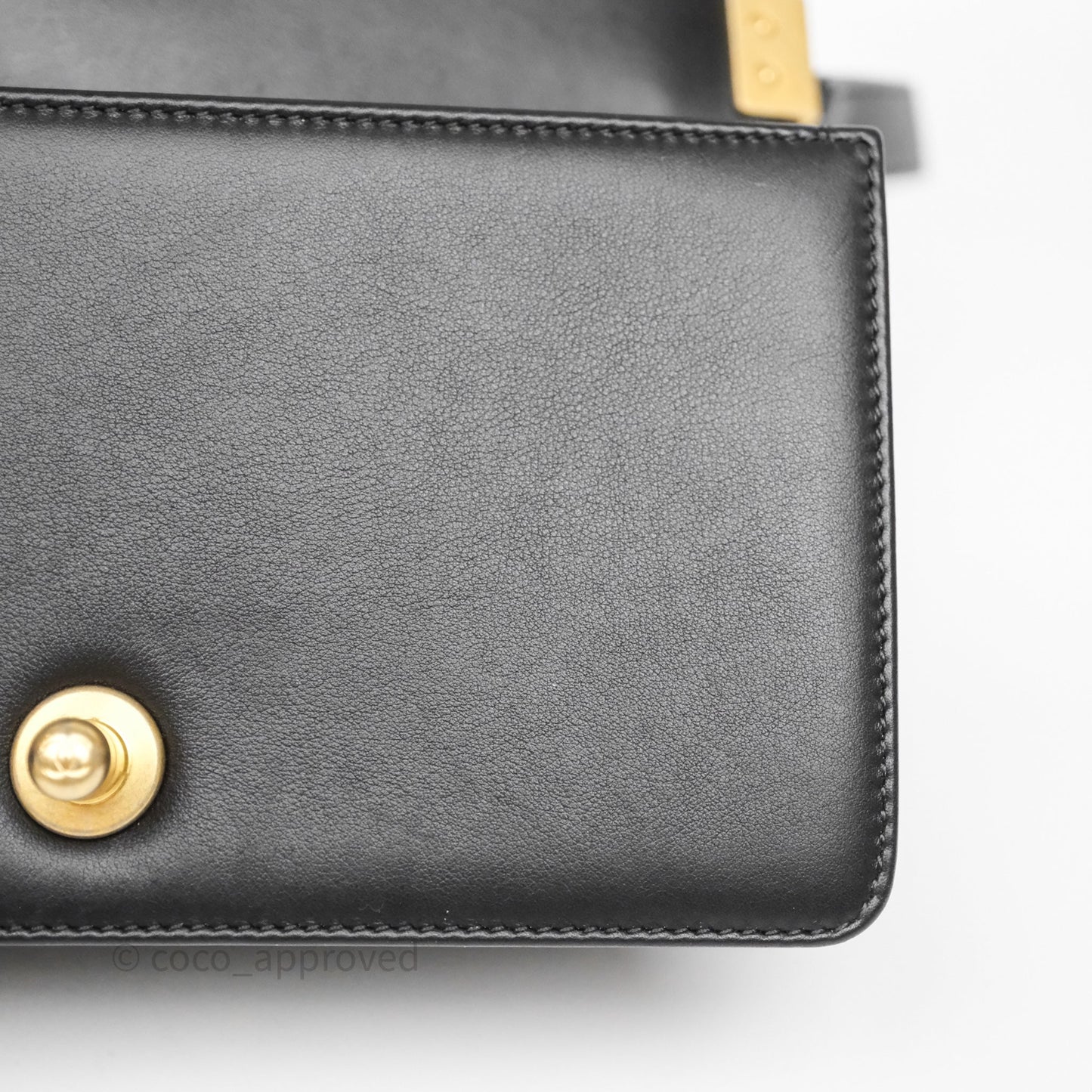 Chanel Small Boy Quilted Black Calfskin Aged Gold Hardware