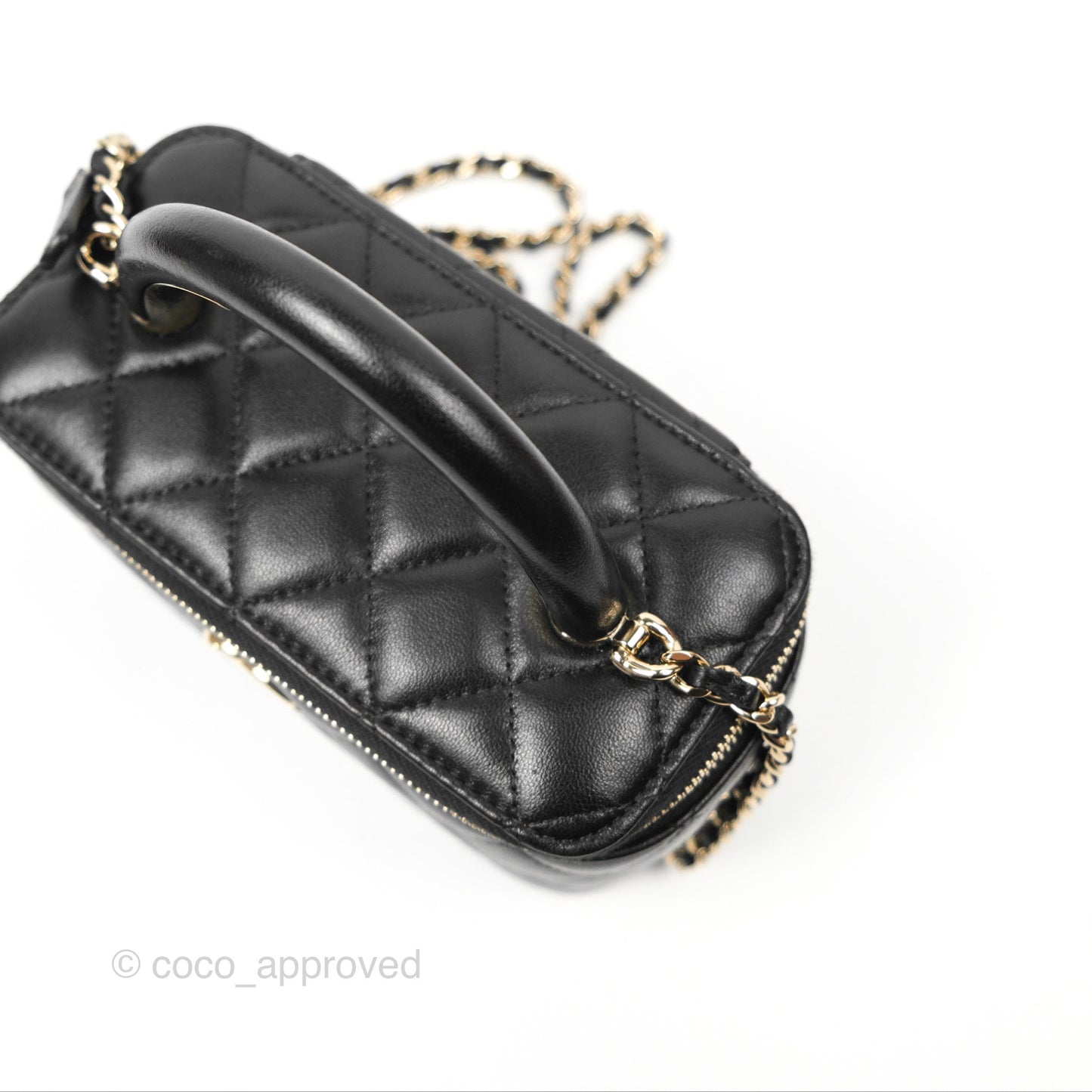 Chanel Top Handle Vanity Rectangular Black Lambskin Gold Hardware