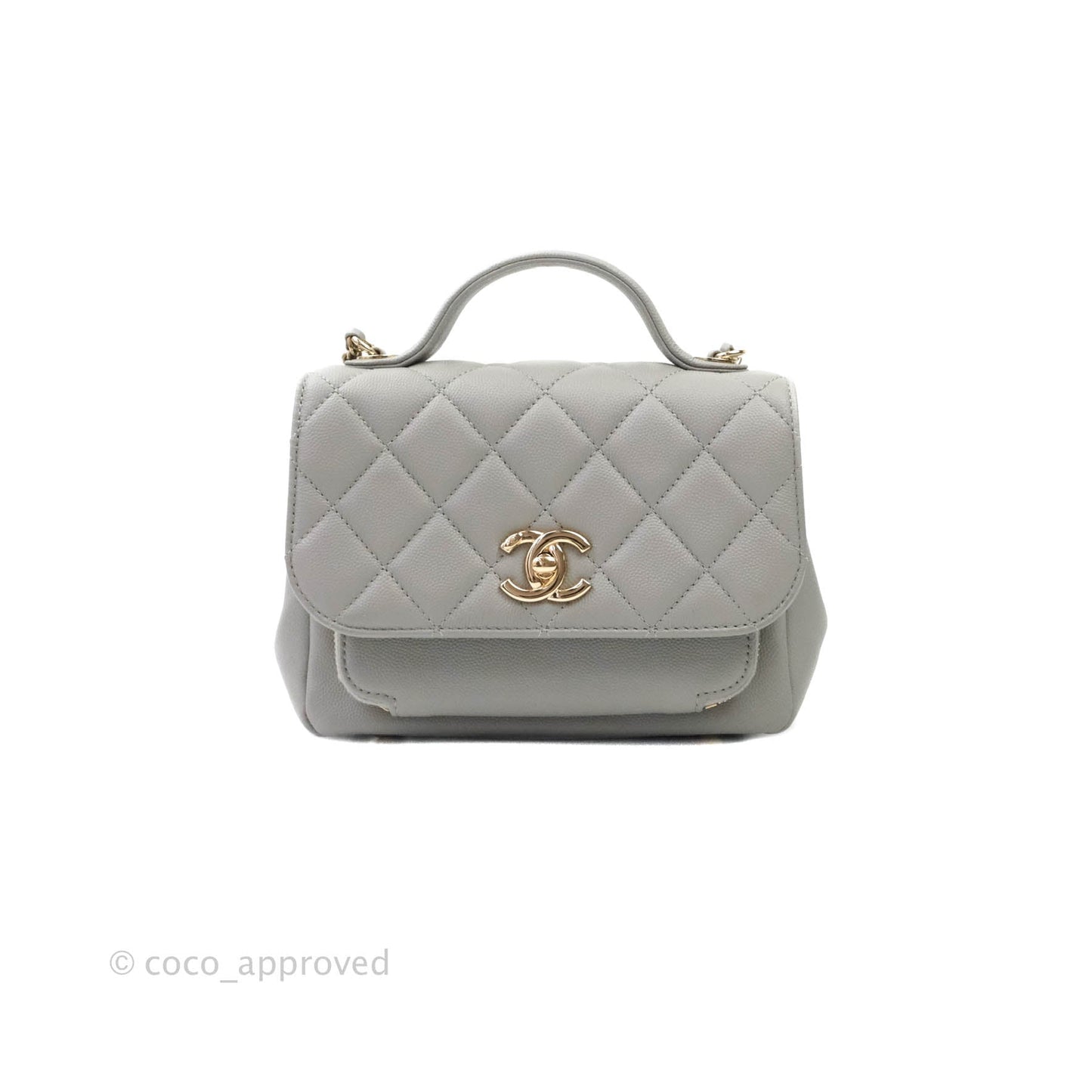 Chanel Quilted Small Business Affinity Flap Grey Caviar Gold Hardware