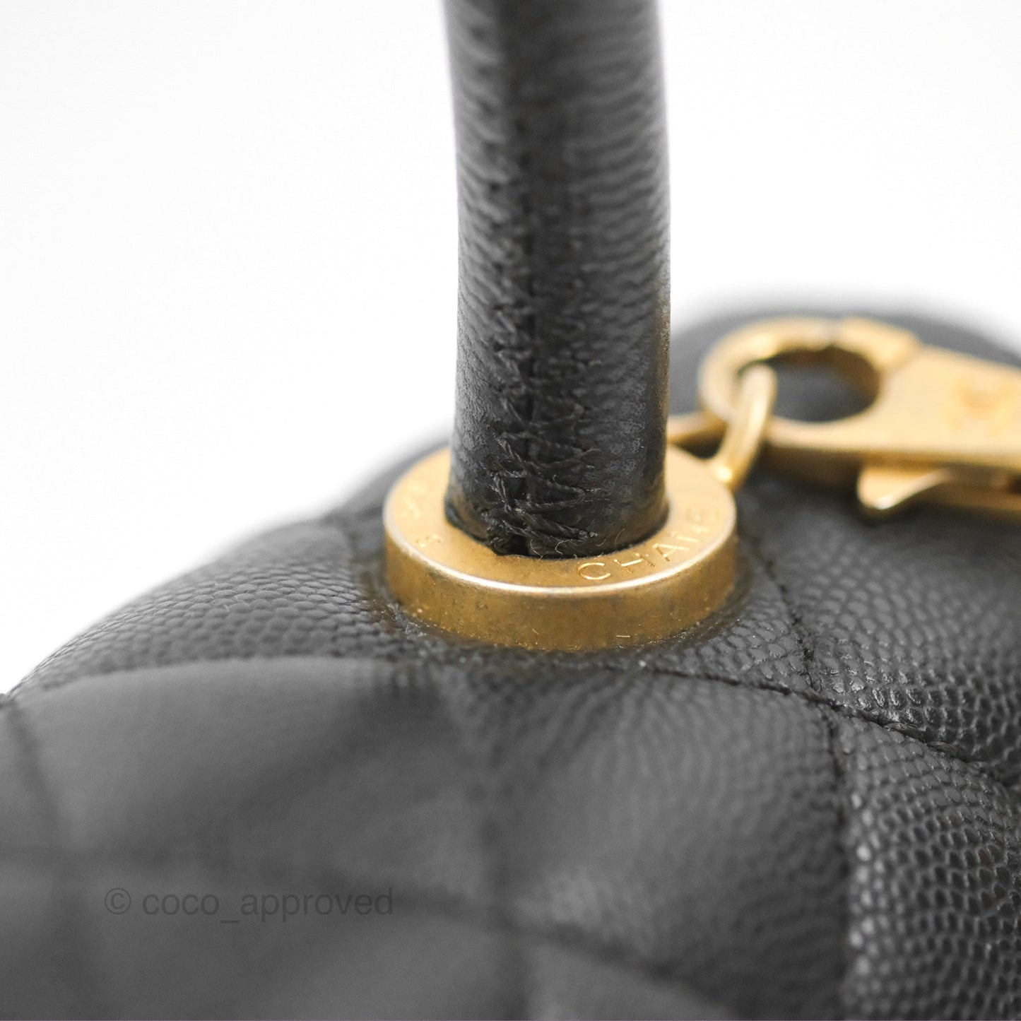 Chanel Small Coco Handle Quilted Black Caviar Gold Hardware