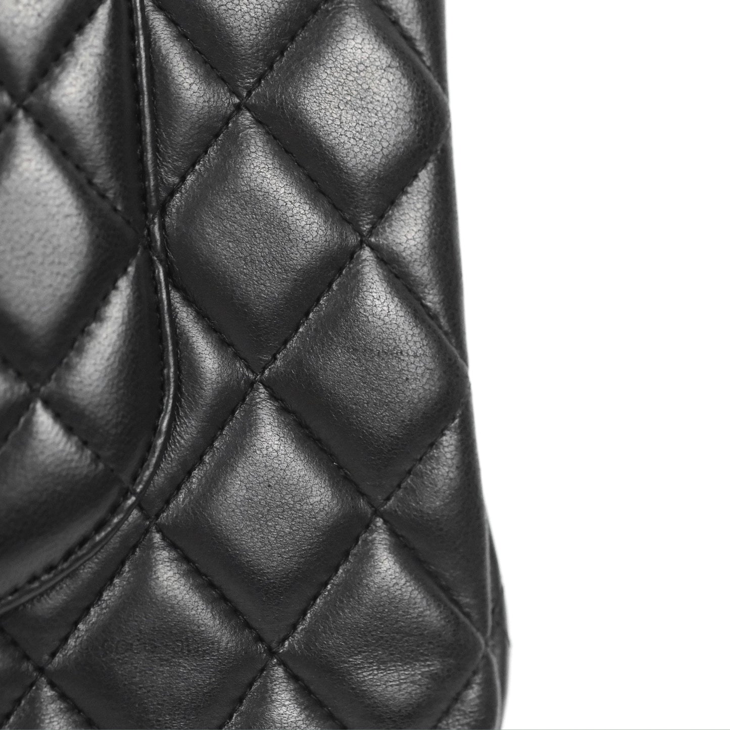 Chanel Classic M/L Medium Flap Quilted Black Lambskin Gold Hardware