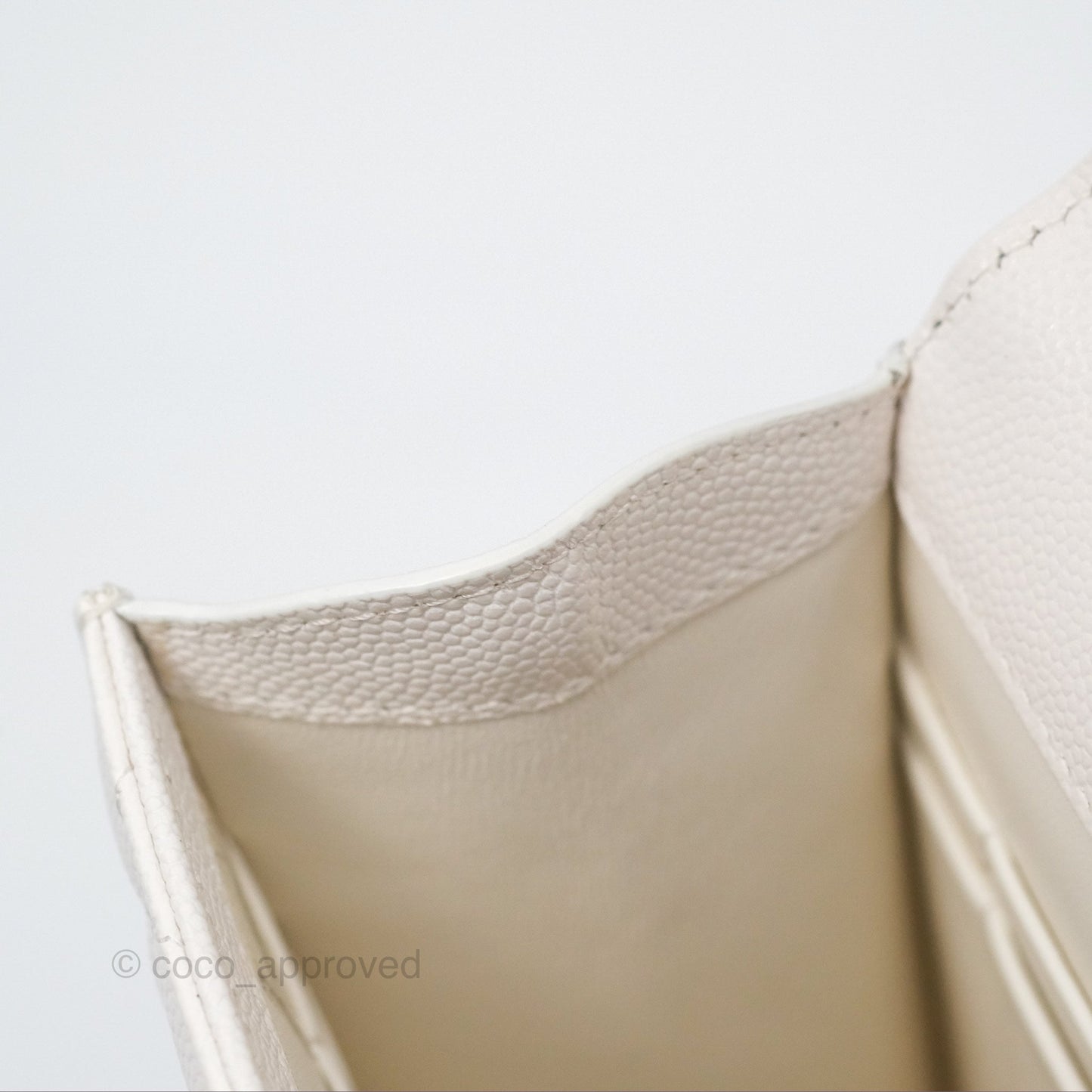 Chanel Classic Quilted Phone Holder White Caviar Gold Hardware