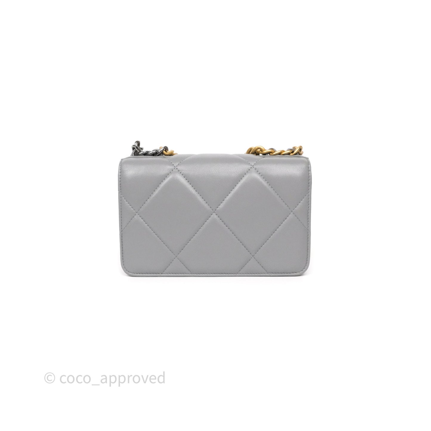 Chanel 19 Wallet on Chain WOC Grey Lambskin Mixed Hardware