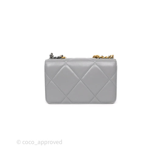 Chanel 19 Wallet on Chain WOC Grey Lambskin Mixed Hardware