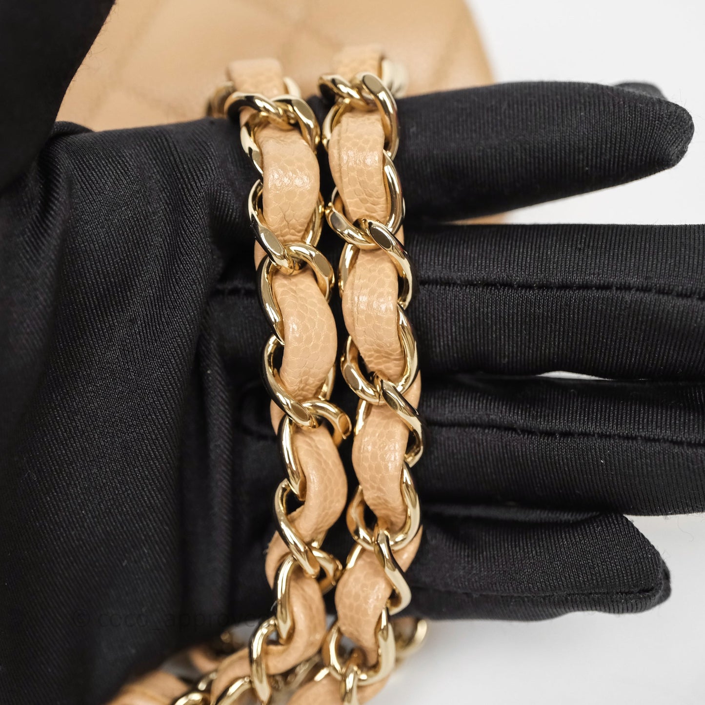 Chanel Classic M/L Medium Flap Quilted Dark Beige Caviar Gold Hardware