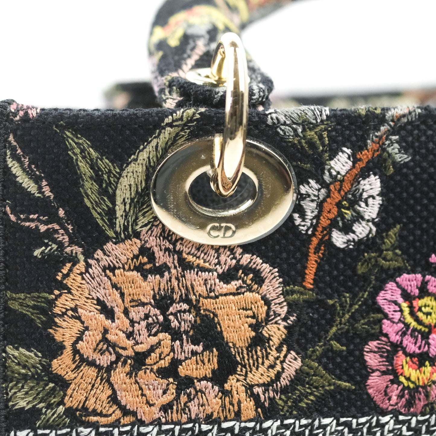 Christian Dior Medium Lady D-Lite Bag Black Dior Jardin Botanique Embroidery