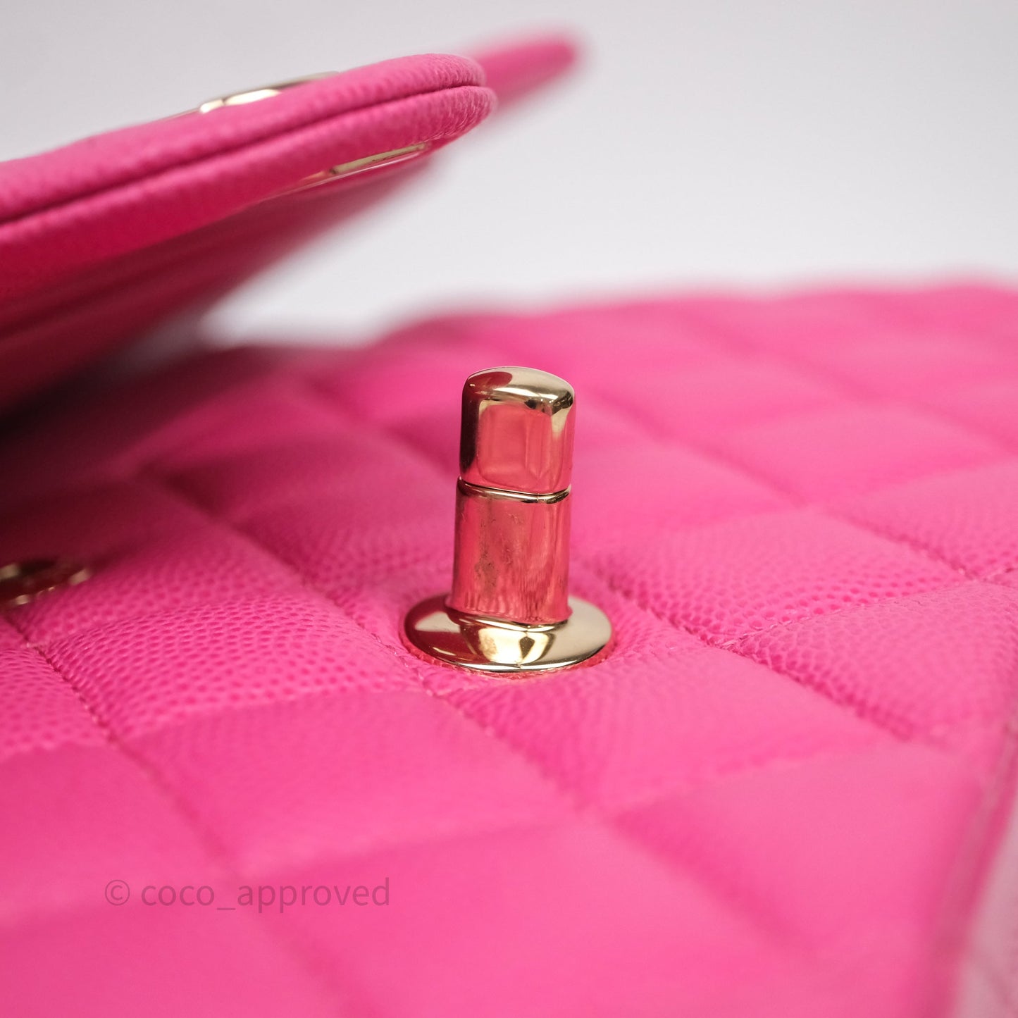 Chanel Classic M/L Medium Flap Quilted Hot Pink Caviar Gold Hardware