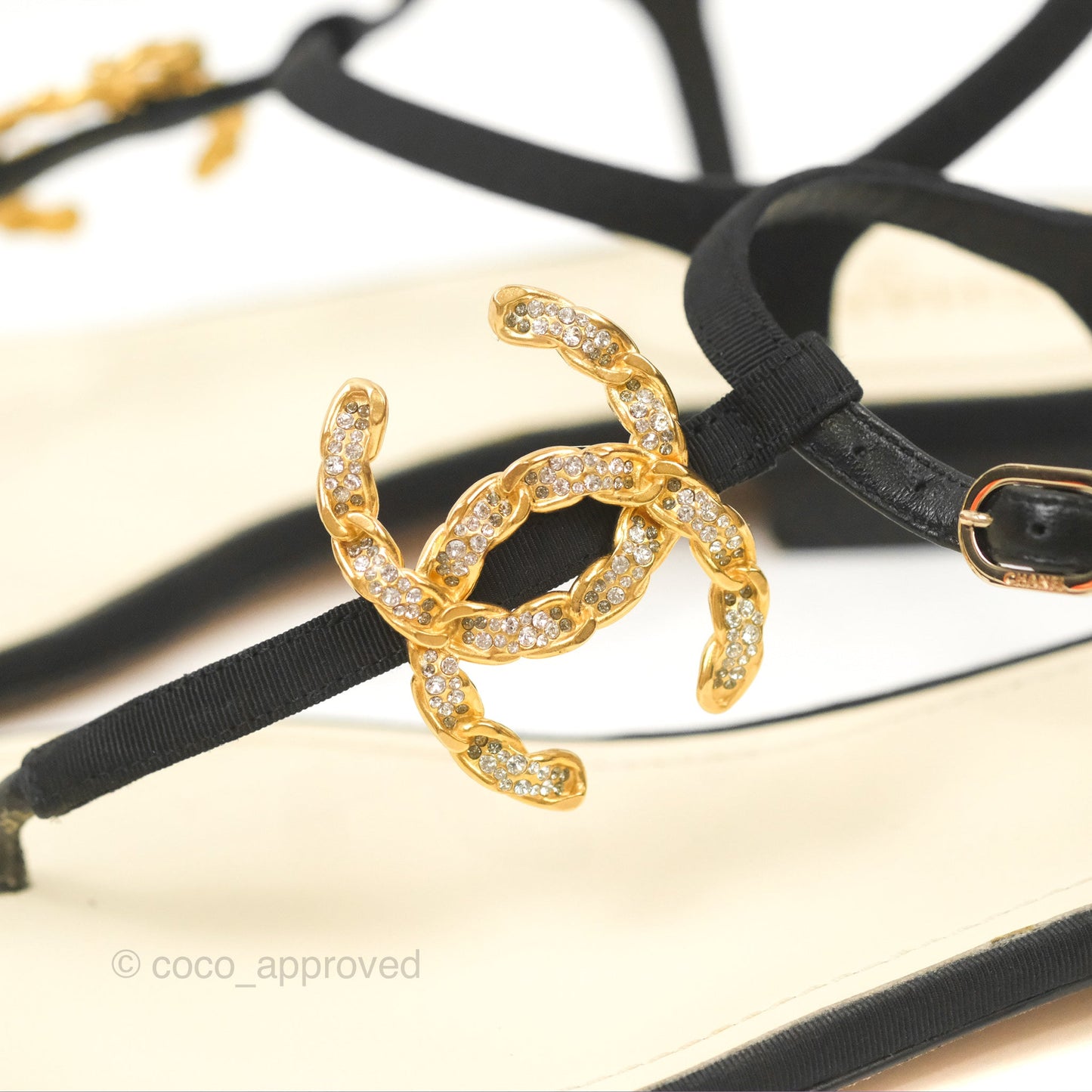 Chanel Jeweled CC Thong Sandals 37.5