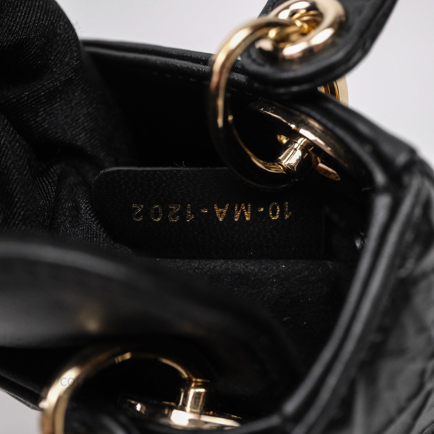 Dior Mirco Lady Dior Black Cannage Calfskin with Diamond Motif Gold Hardware