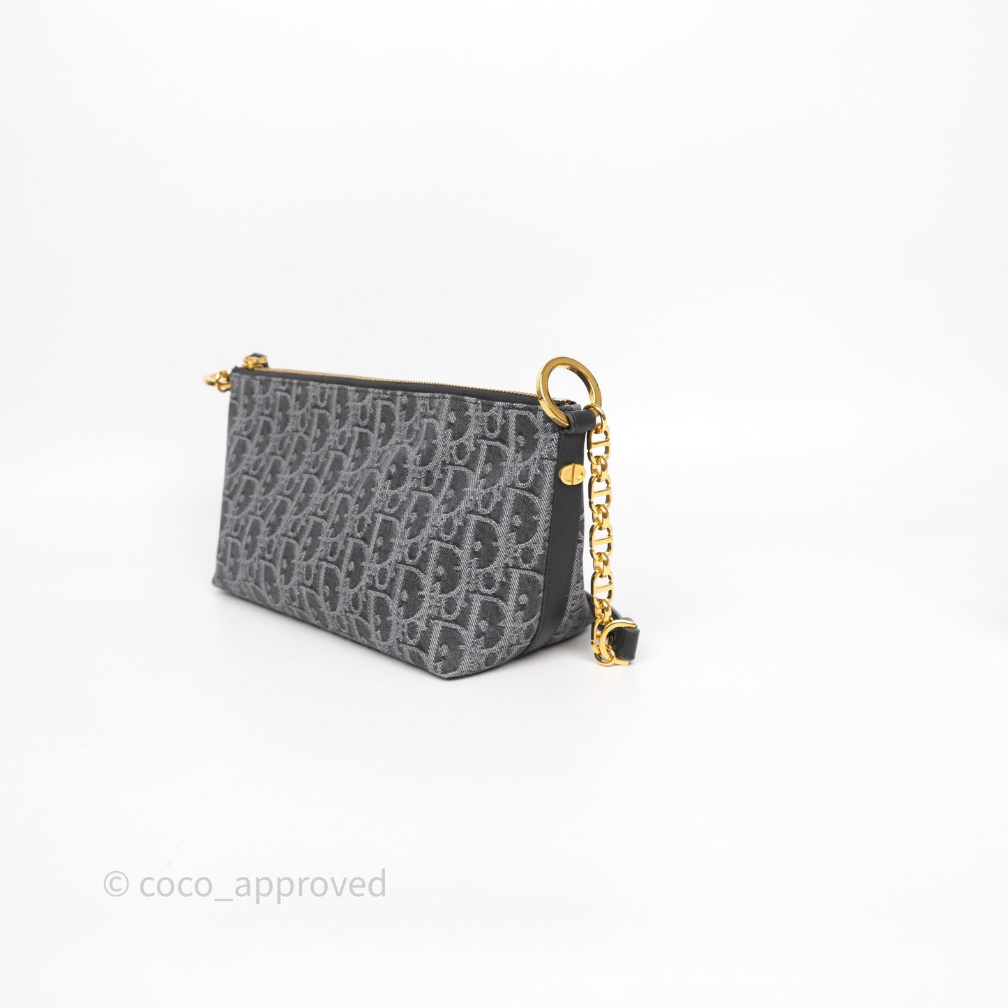 Christian Dior Diorstar Hobo Bag with Chain Gray Denim Dior Oblique Jacquard