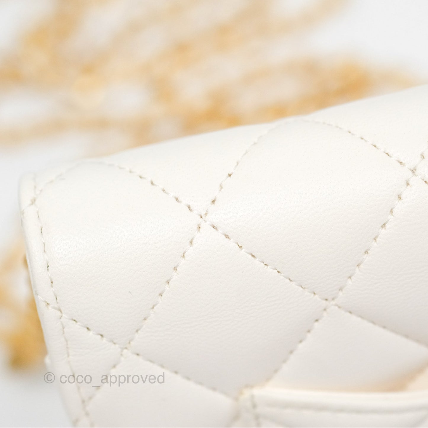 Chanel Quilted Wallet on Chain WOC Coco Heart Chain White Lambskin Aged Gold Hardware 22K