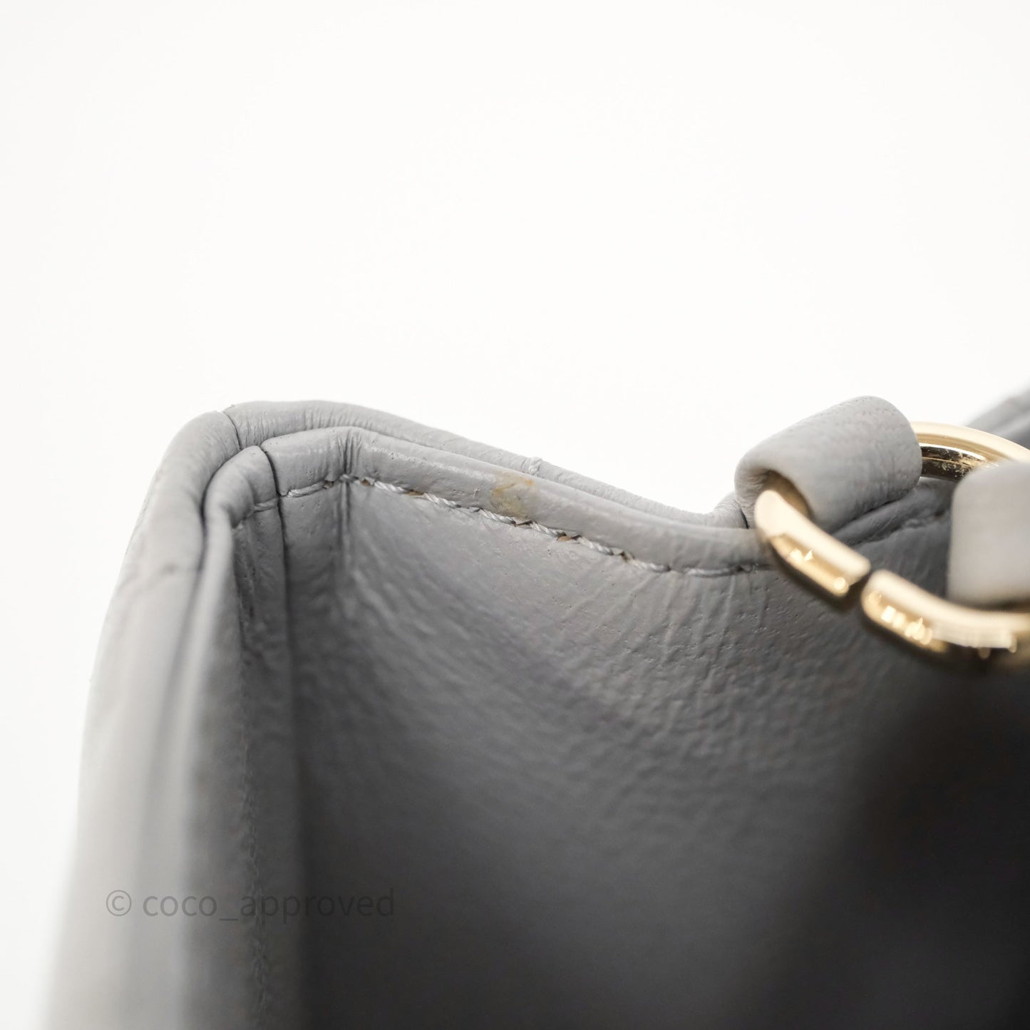 Chanel Mini Rectangular Chevron Grey Lambskin Light Gold Hardware