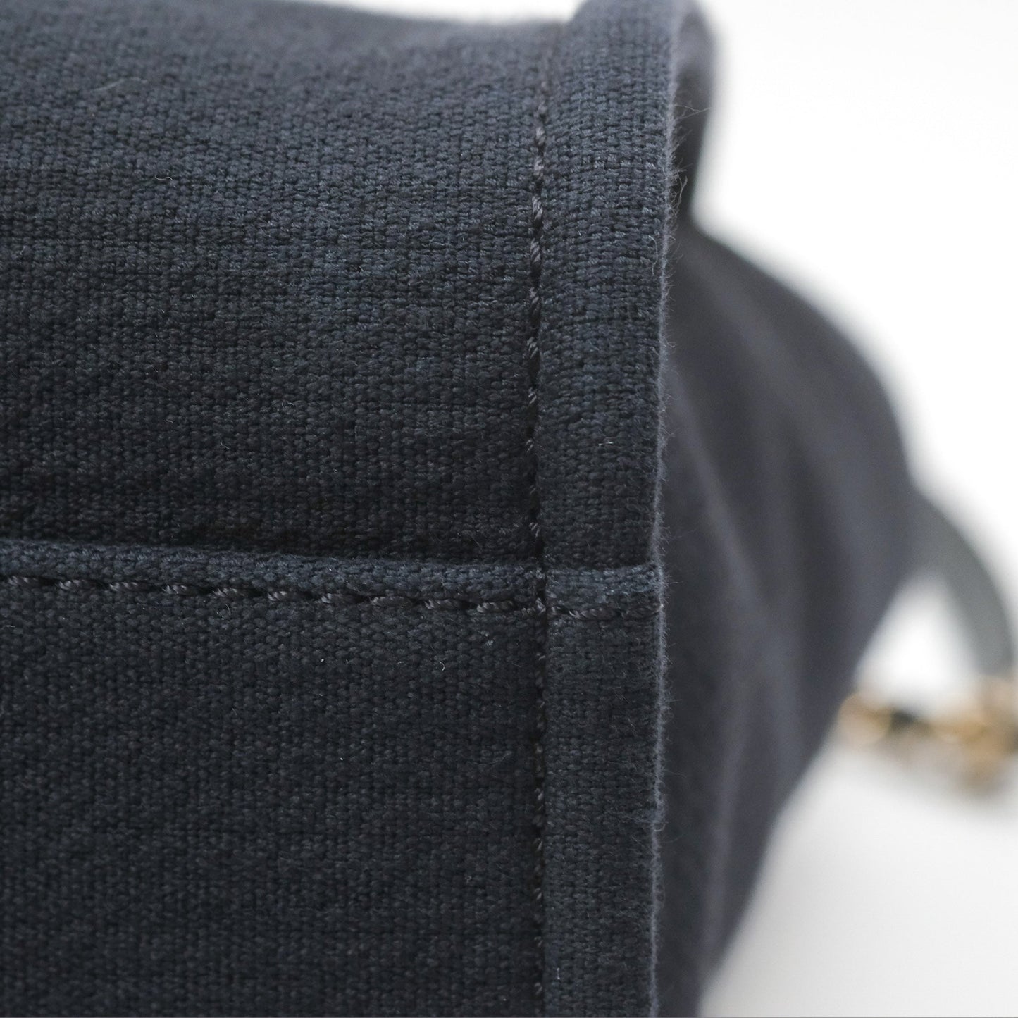 Chanel New Small Deauville Tote Dark Navy Cotton Raffia Logo