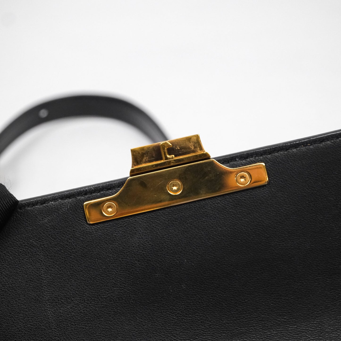 Celine Triomphe Shoulder Bag Black Calfskin