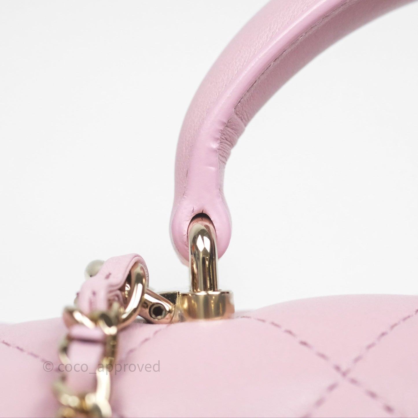 Chanel Top Handle Mini Rectangular Flap Pink Lambskin Gold Hardware