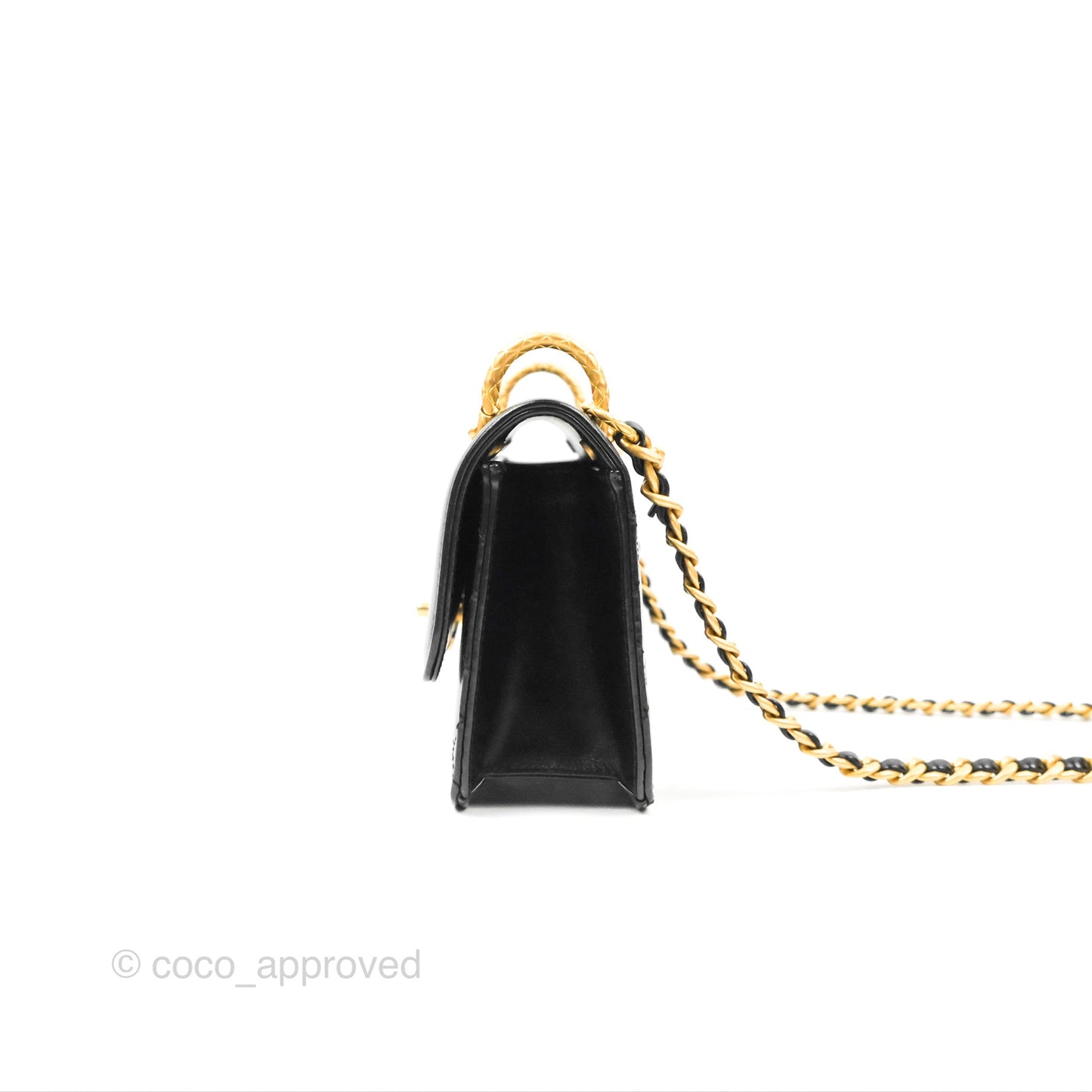 Chanel Mini Diana Flap Bag Black Calfskin Aged Gold Hardware 21B