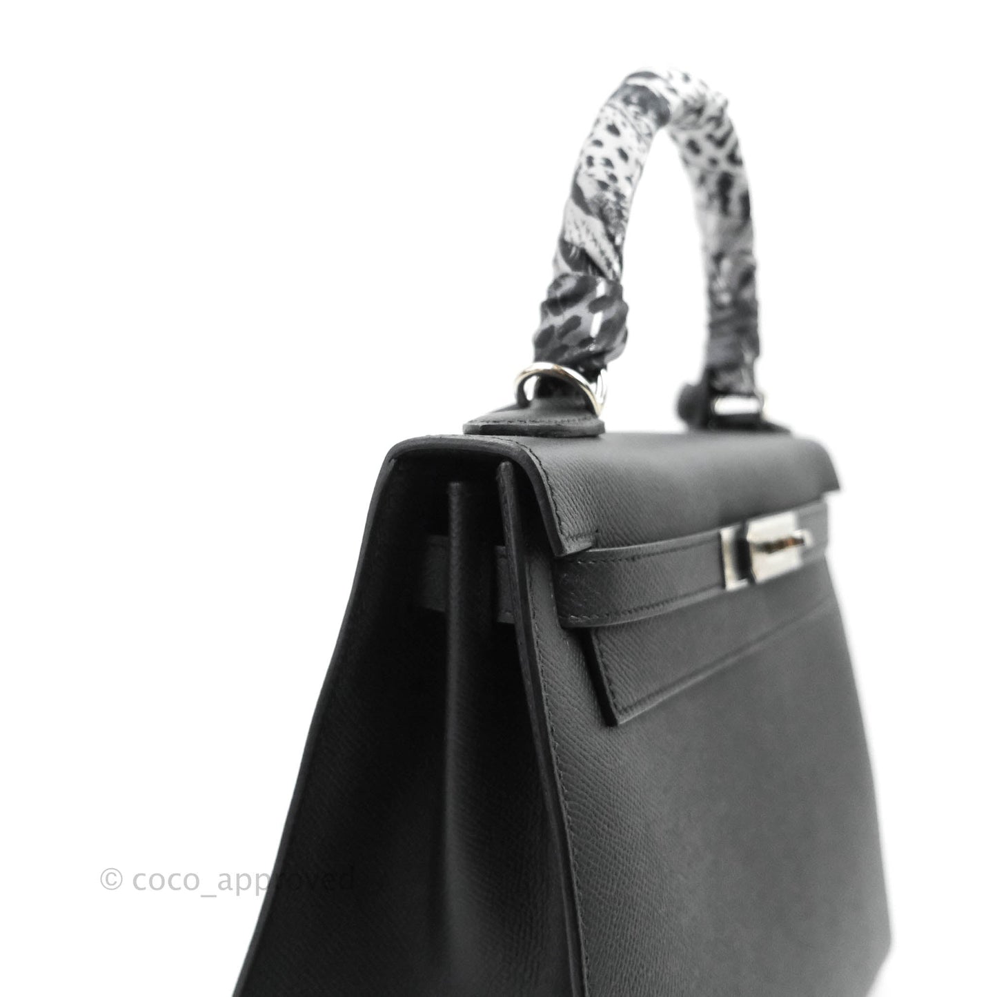Hermès Kelly 28 Sellier Black Epsom Palladium Hardware