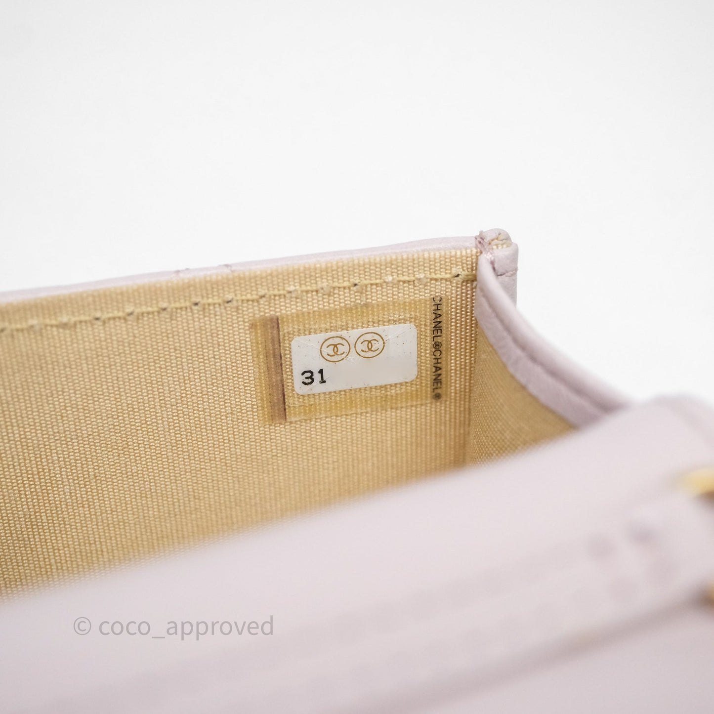 Chanel Pearl Crush Mini Clutch Belt Bag Lilac Lambskin Aged Gold Hardware