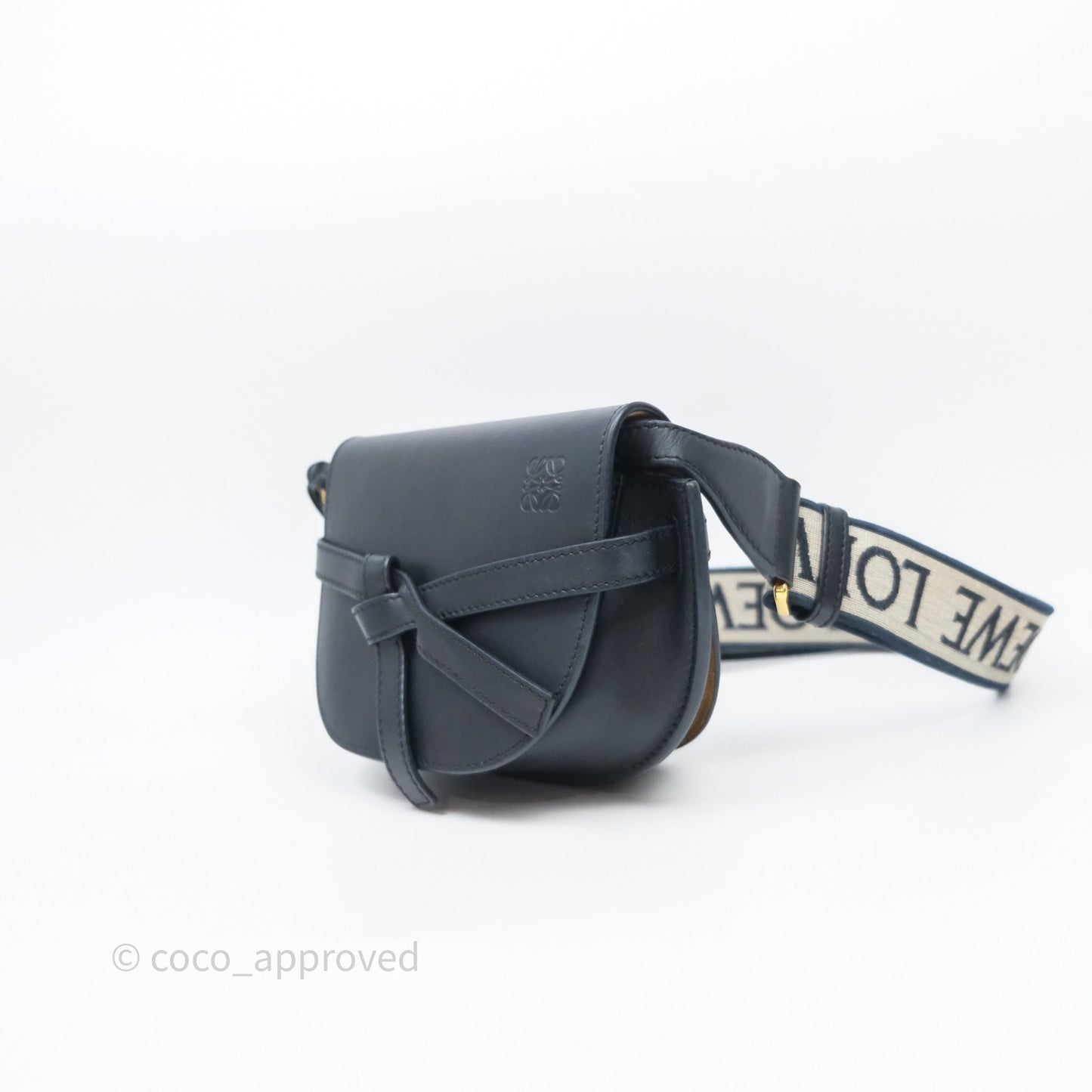 Loewe Mini Gate Dual Bag in Soft Calfskin & Jacquard Strap Black