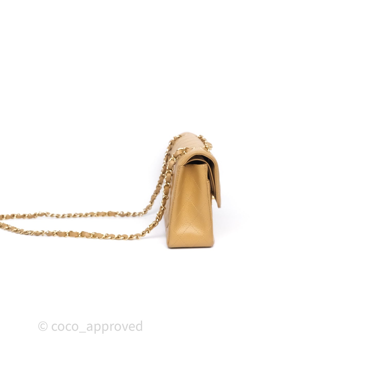 Chanel Classic M/L Medium Flap Quilted Dark Beige Caviar Gold Hardware