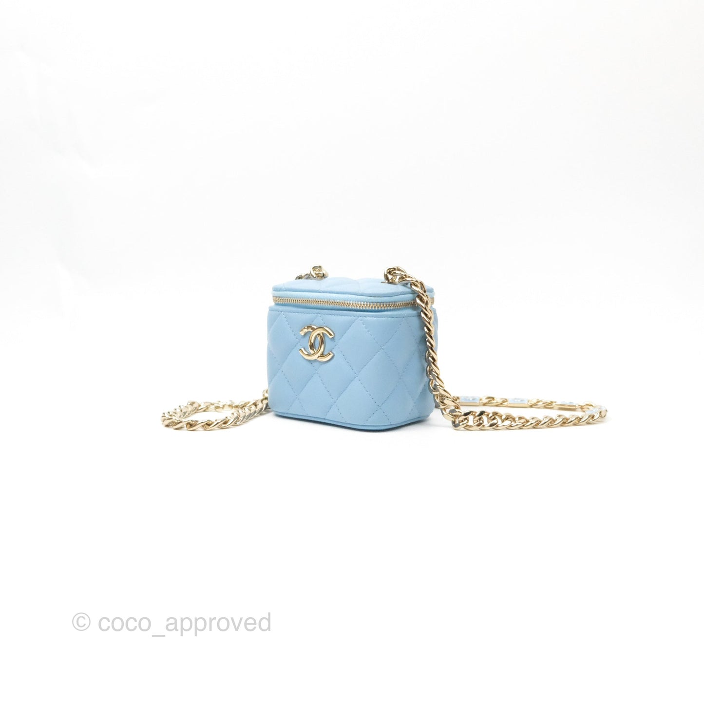 Chanel Mini Vanity Coco Chain Blue Lambskin Gold Hardware