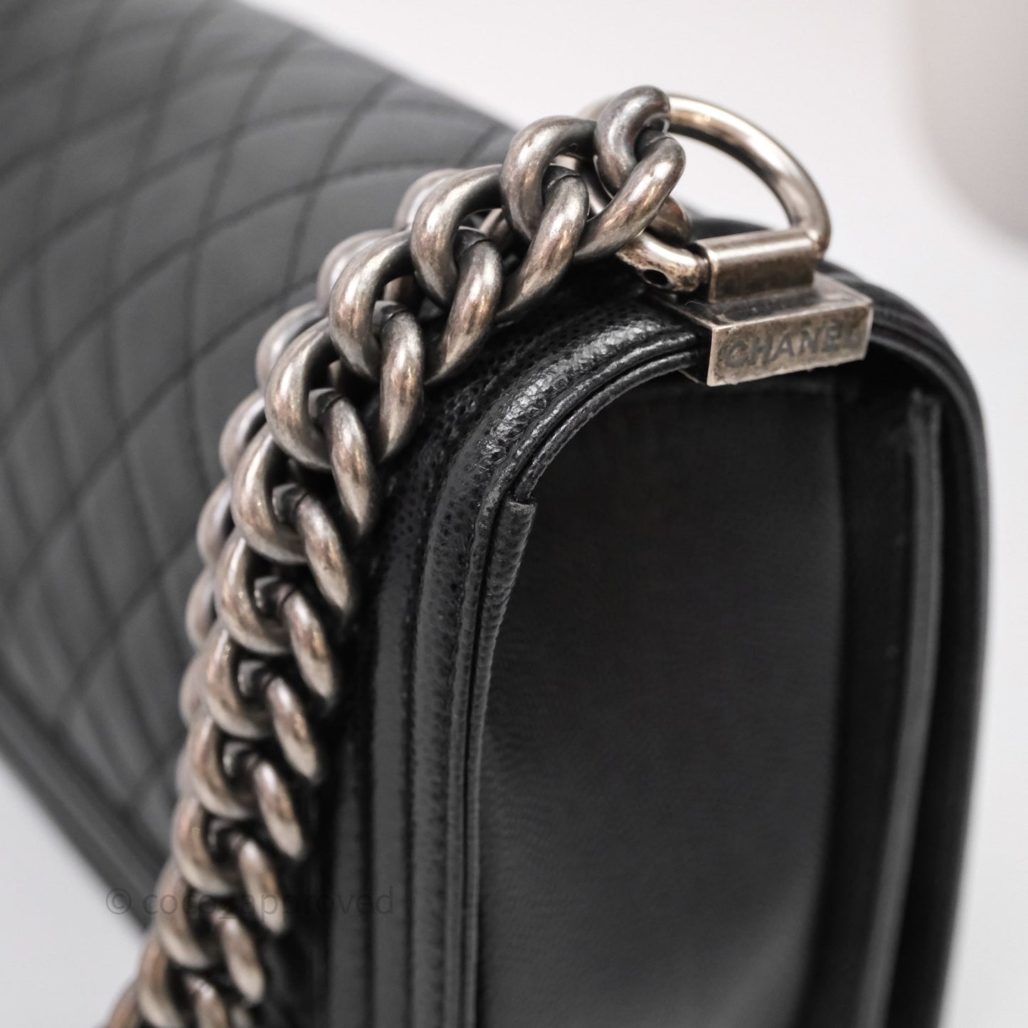 Chanel Medium Boy Quilted Black Caviar Ruthenium Hardware