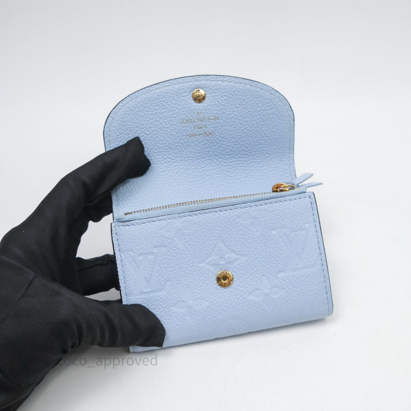Louis Vuitton Rosali Coin Purse Empreinte Bleu Nuage Gold Hardware