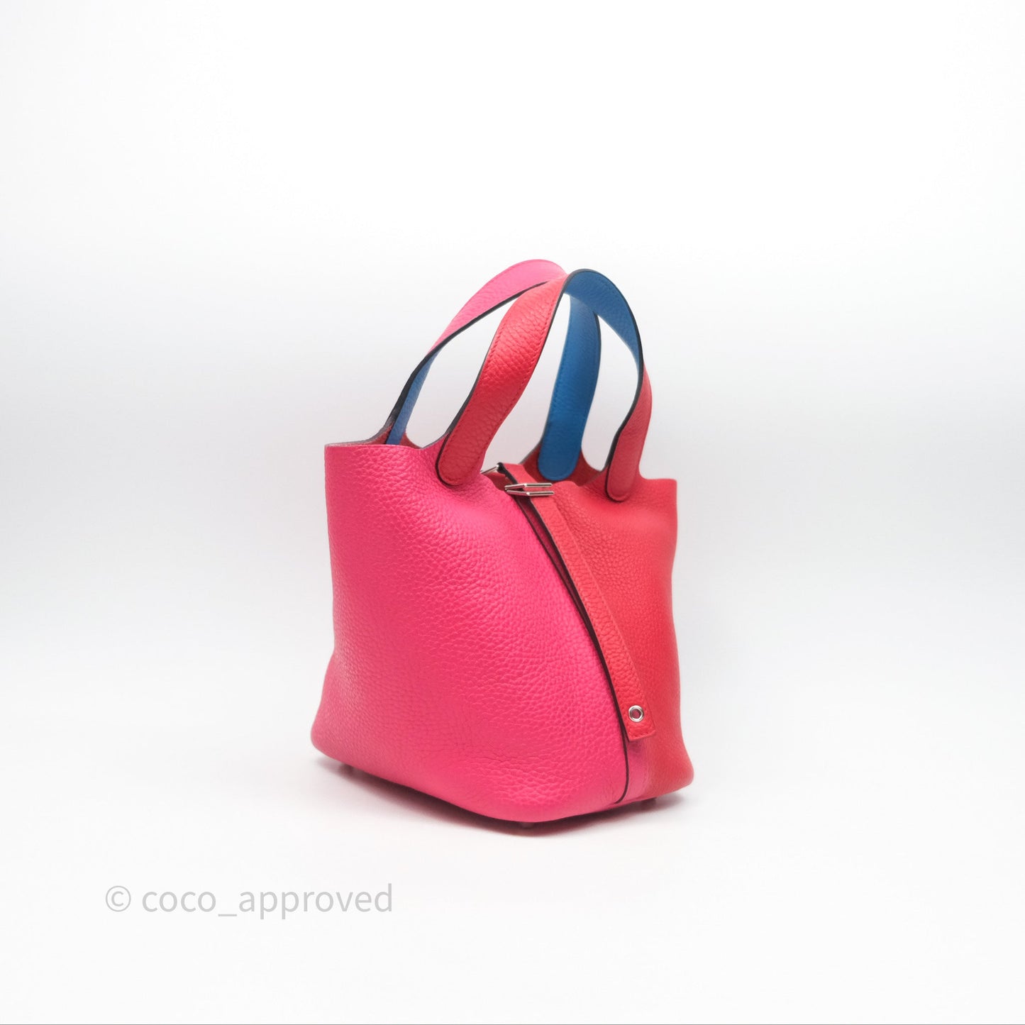 Hermès Picotin 18 Rouge de Coeur S3/ Rose Extrême I6/ Bleu Zanzibar B3 Clemence Palladium Hardware