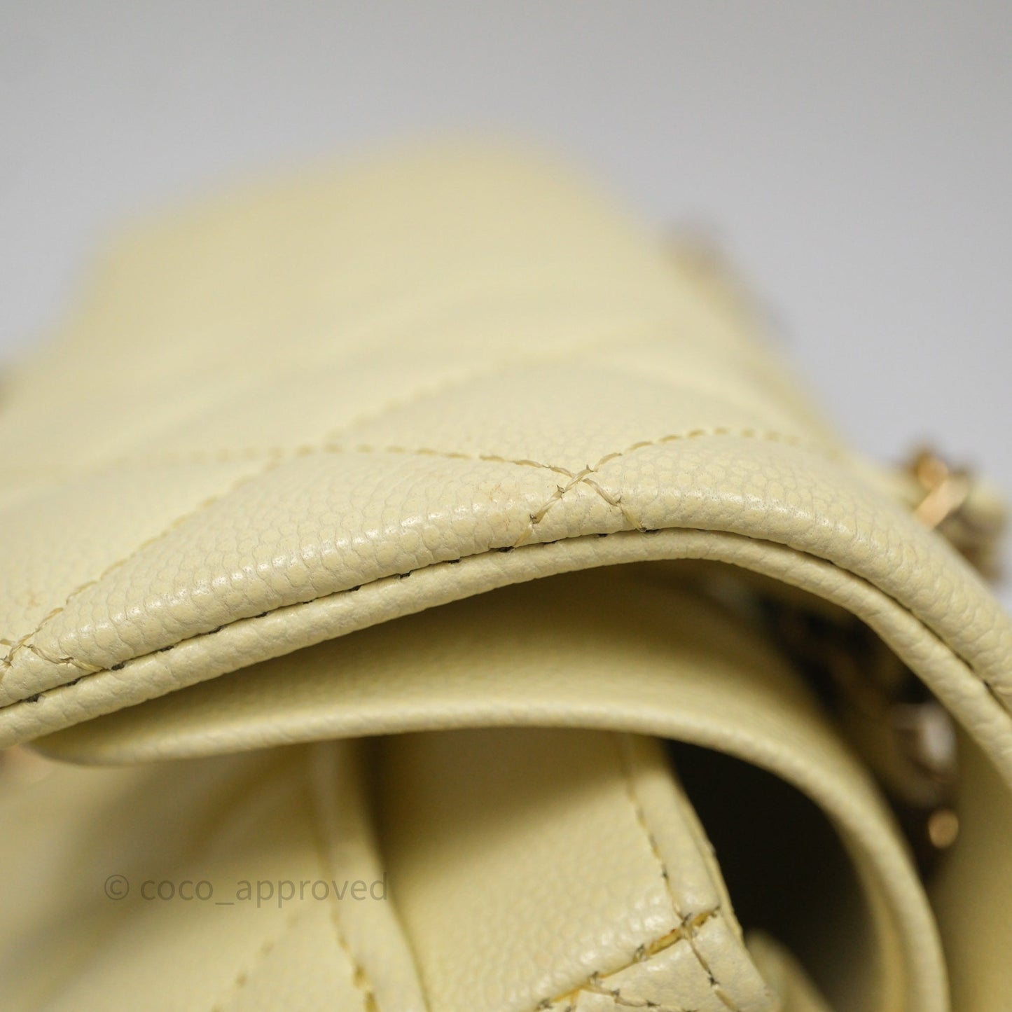 Chanel Small Classic Quilted Flap Light Yellow Caviar Gold Hardware