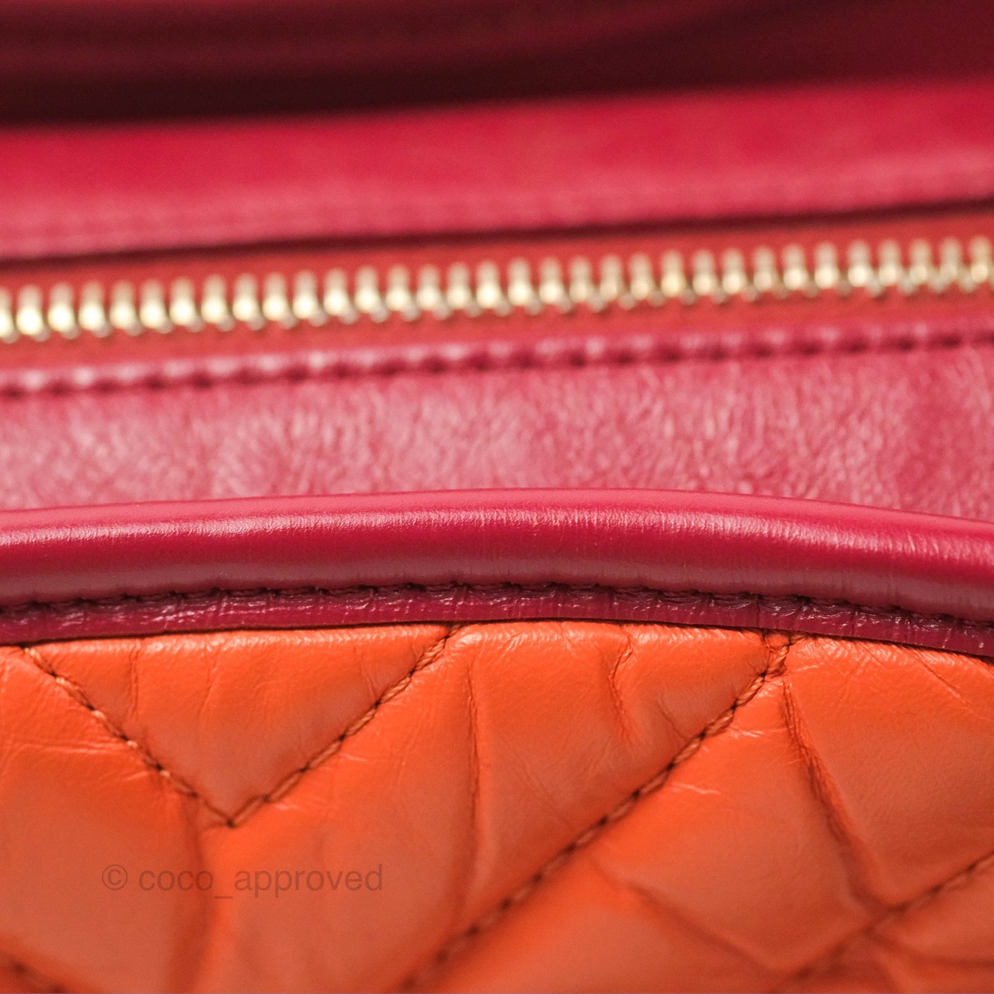 Chanel Small Gabrielle Hobo Chevron Orange Red Aged Calfskin