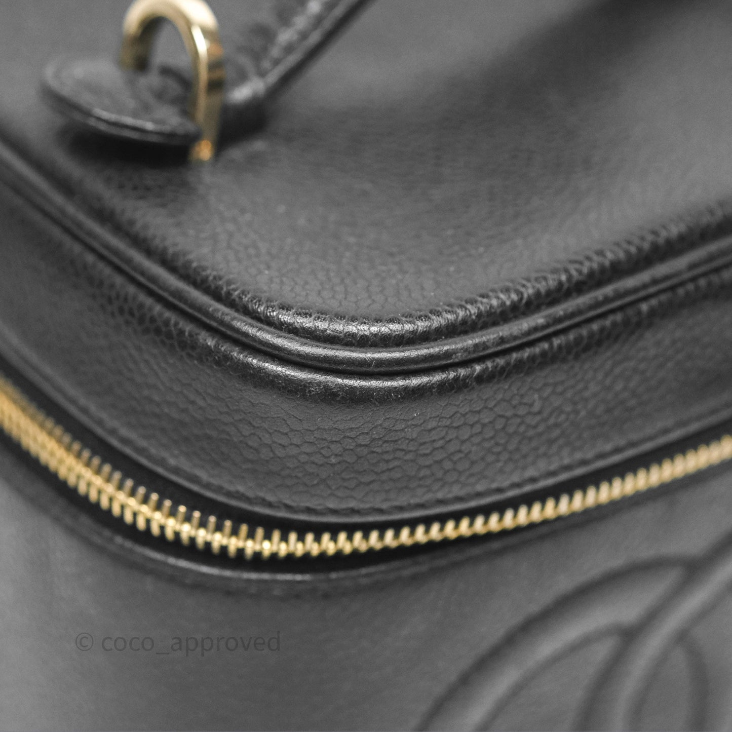 Chanel Vintage Vanity Case Black Caviar Gold Hardware