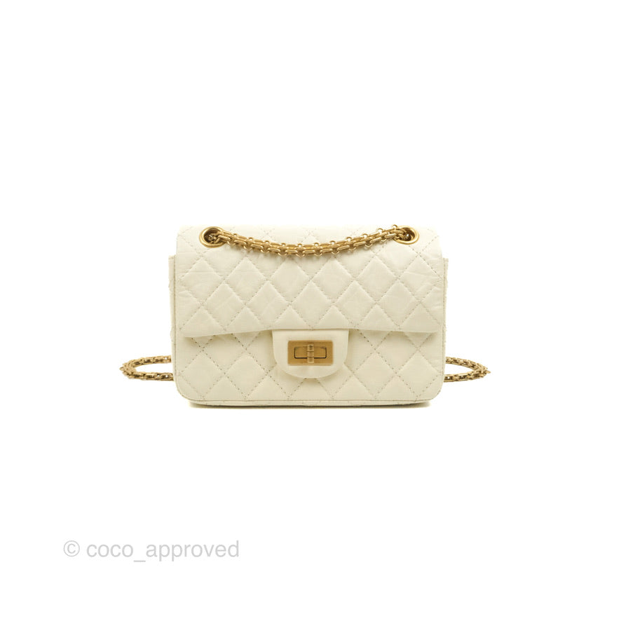 Chanel Mini Reissue 224 White Ivory Aged Calfskin Aged Gold Hardware