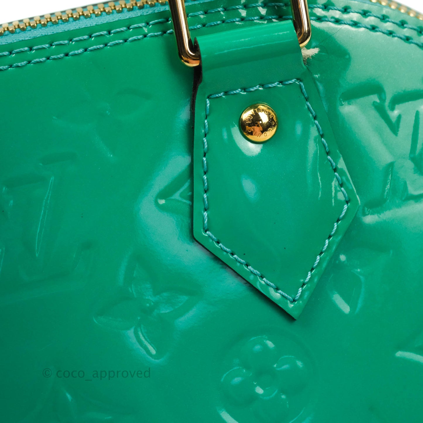 Louis Vuitton Alma BB Monogram Green Patent Gold Hardware