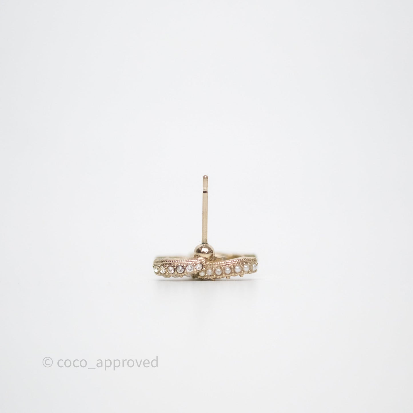 Chanel Crystal Pearl CC Earrings Gold Tone 22B